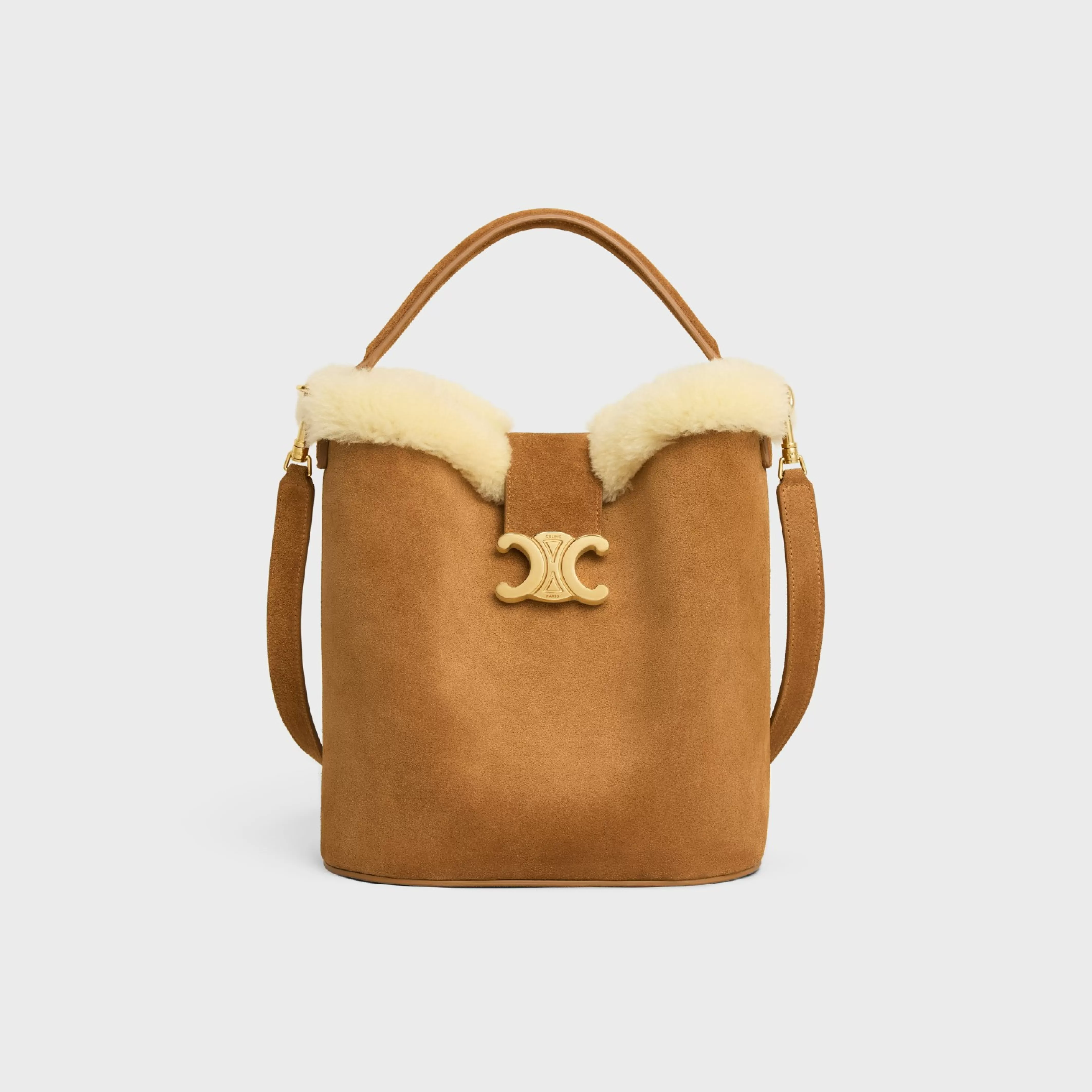 MEDIUM LOUISE BAG in SUEDE CALFSKIN AND SHEARLING^CELINE Shop