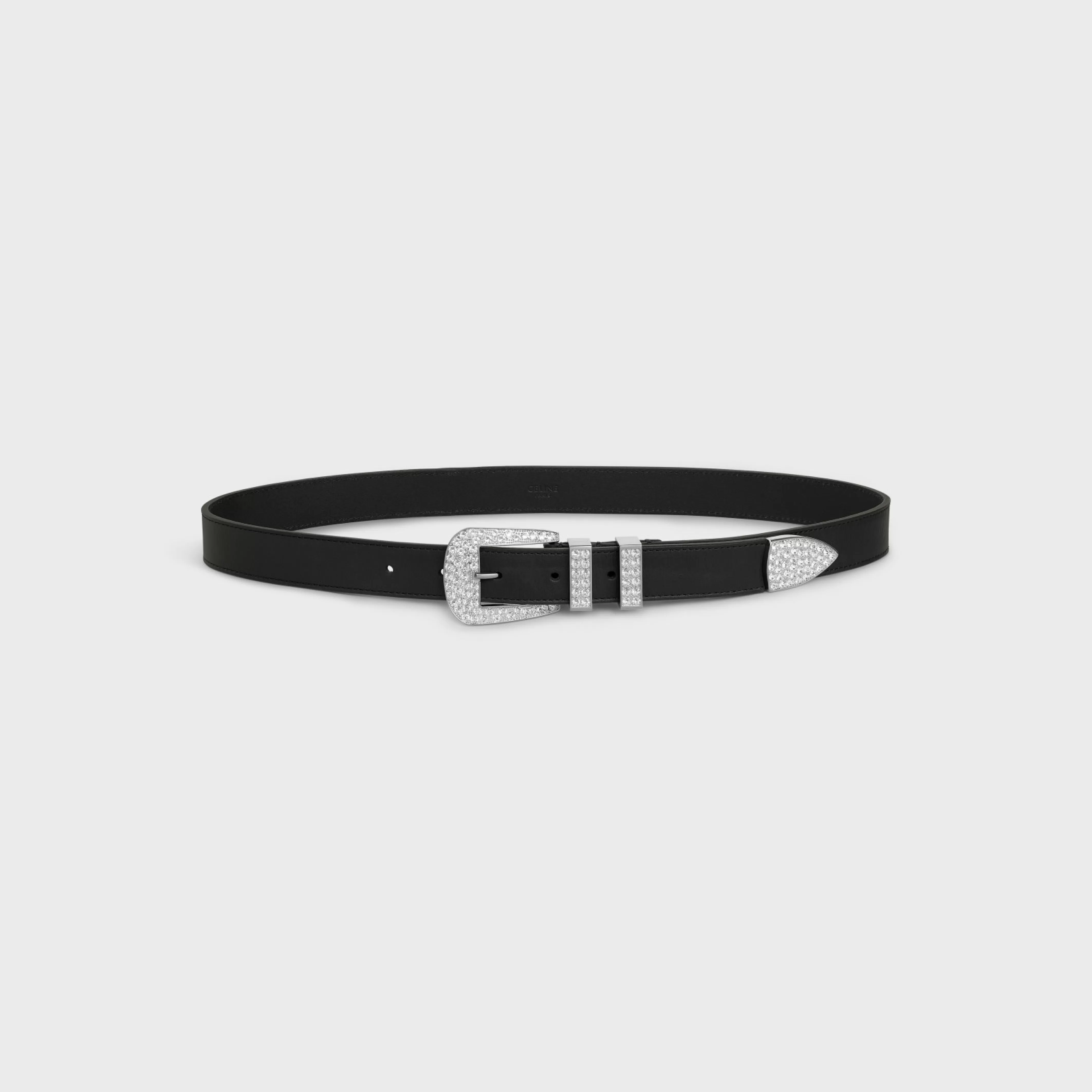 MEDIUM MARCO BELT WITH STRASS in VINTAGE CALFSKIN^CELINE Fashion