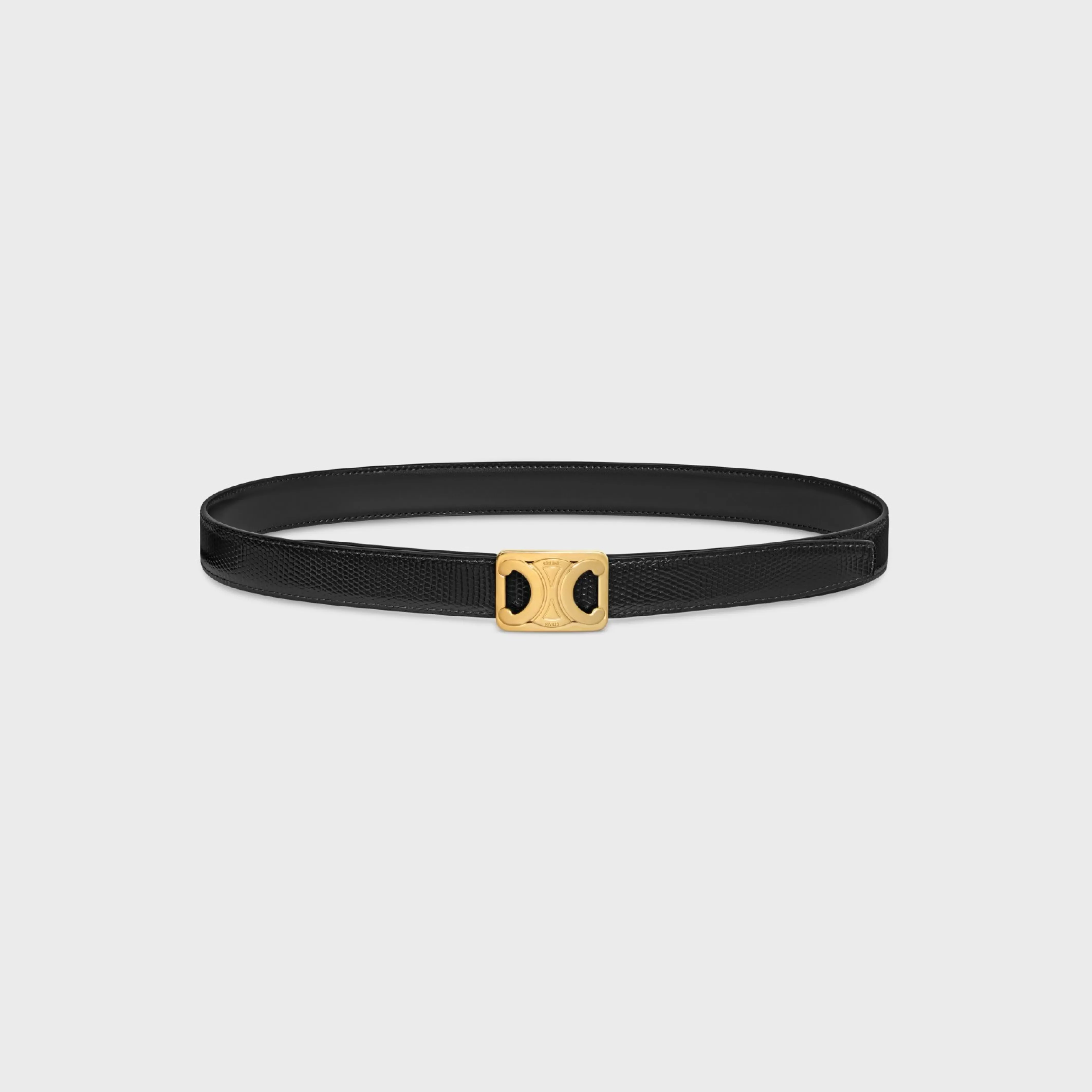 MEDIUM REVERSIBLE FRAMED TRIOMPHE BELT in TAURILLON AND LIZARD EMBOSSED CALFSKIN^CELINE Best