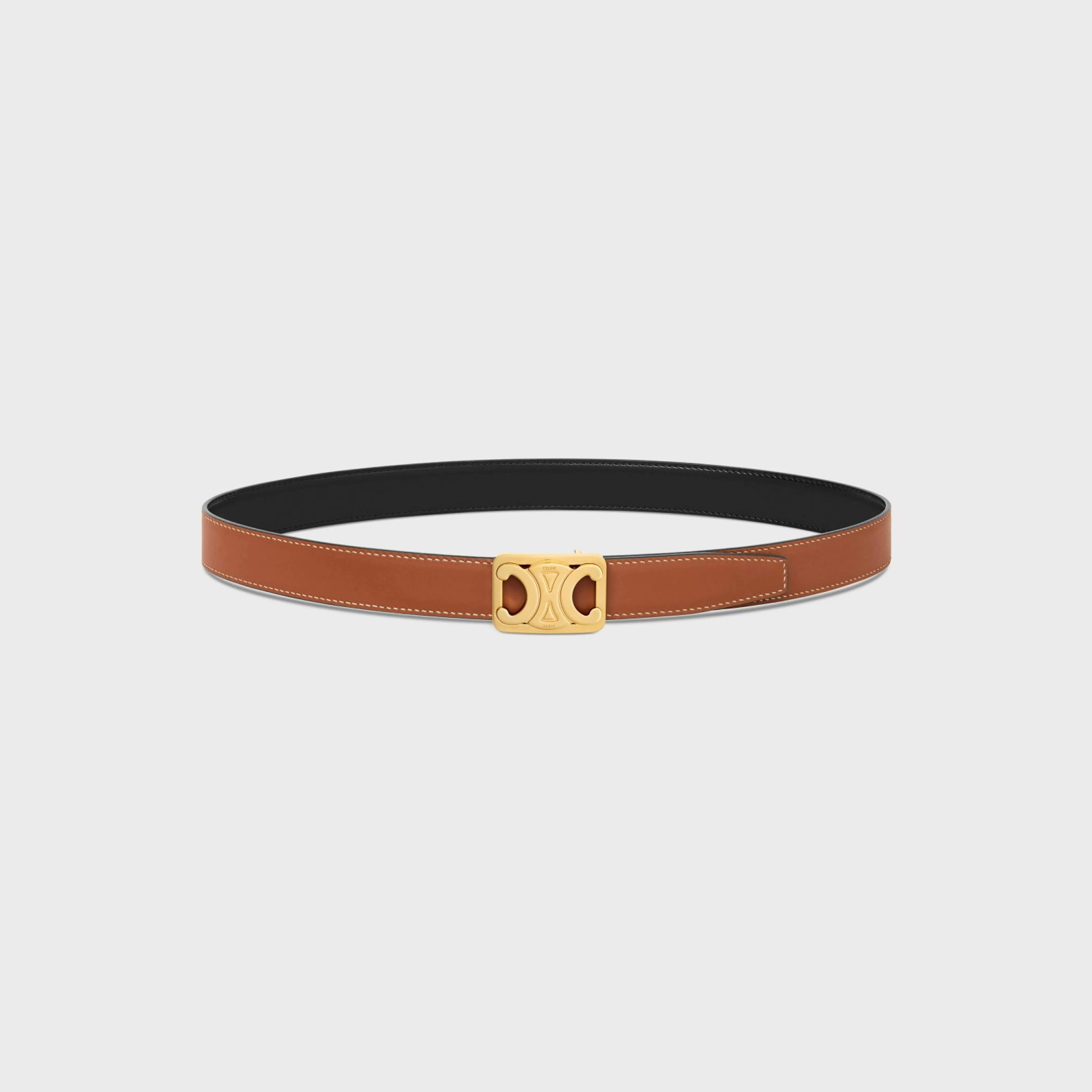 MEDIUM REVERSIBLE FRAMED TRIOMPHE BELT in TAURILLON AND NATURAL CALFSKIN^CELINE Cheap