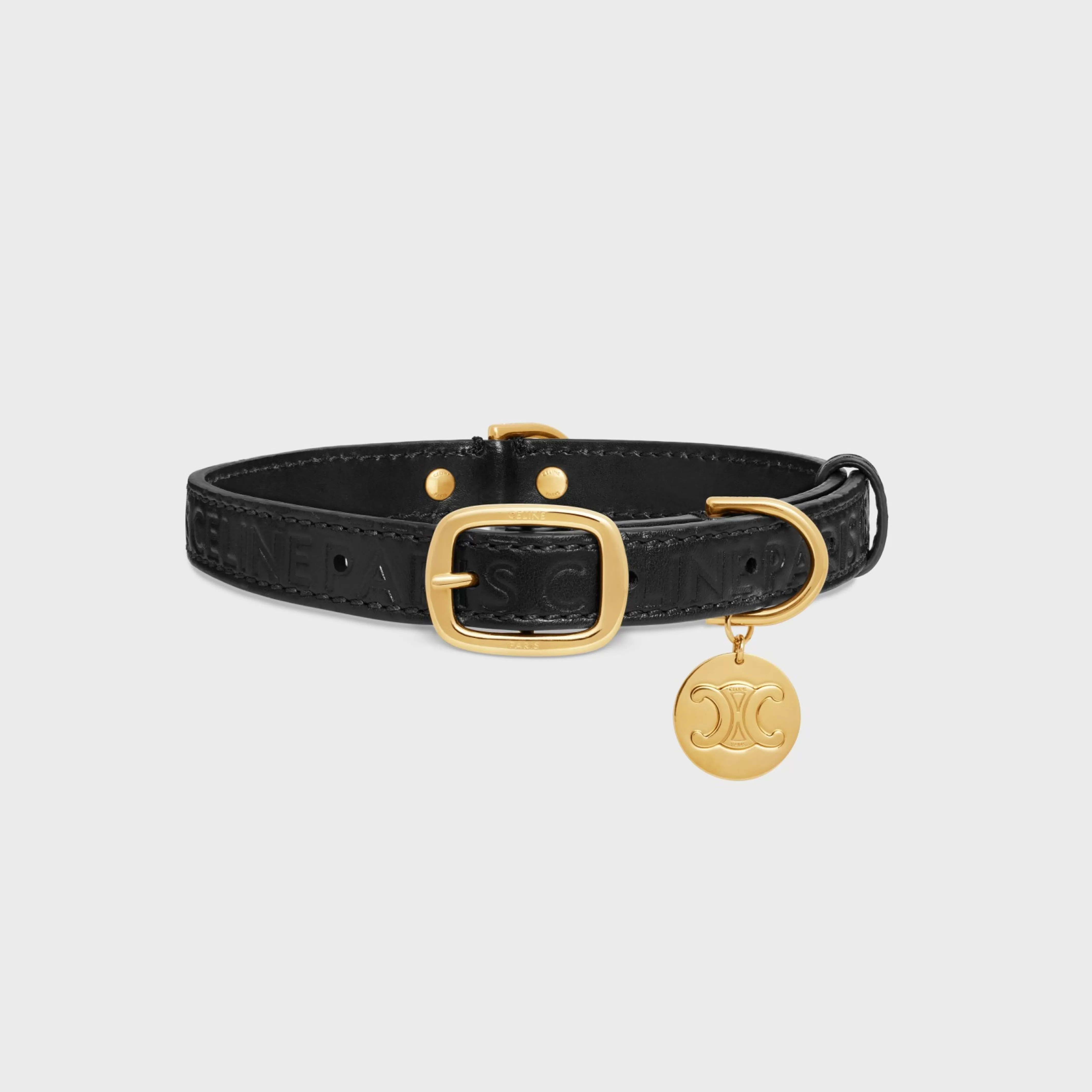 Medium thin dog collar in smooth calfskin with embossed^CELINE Best Sale