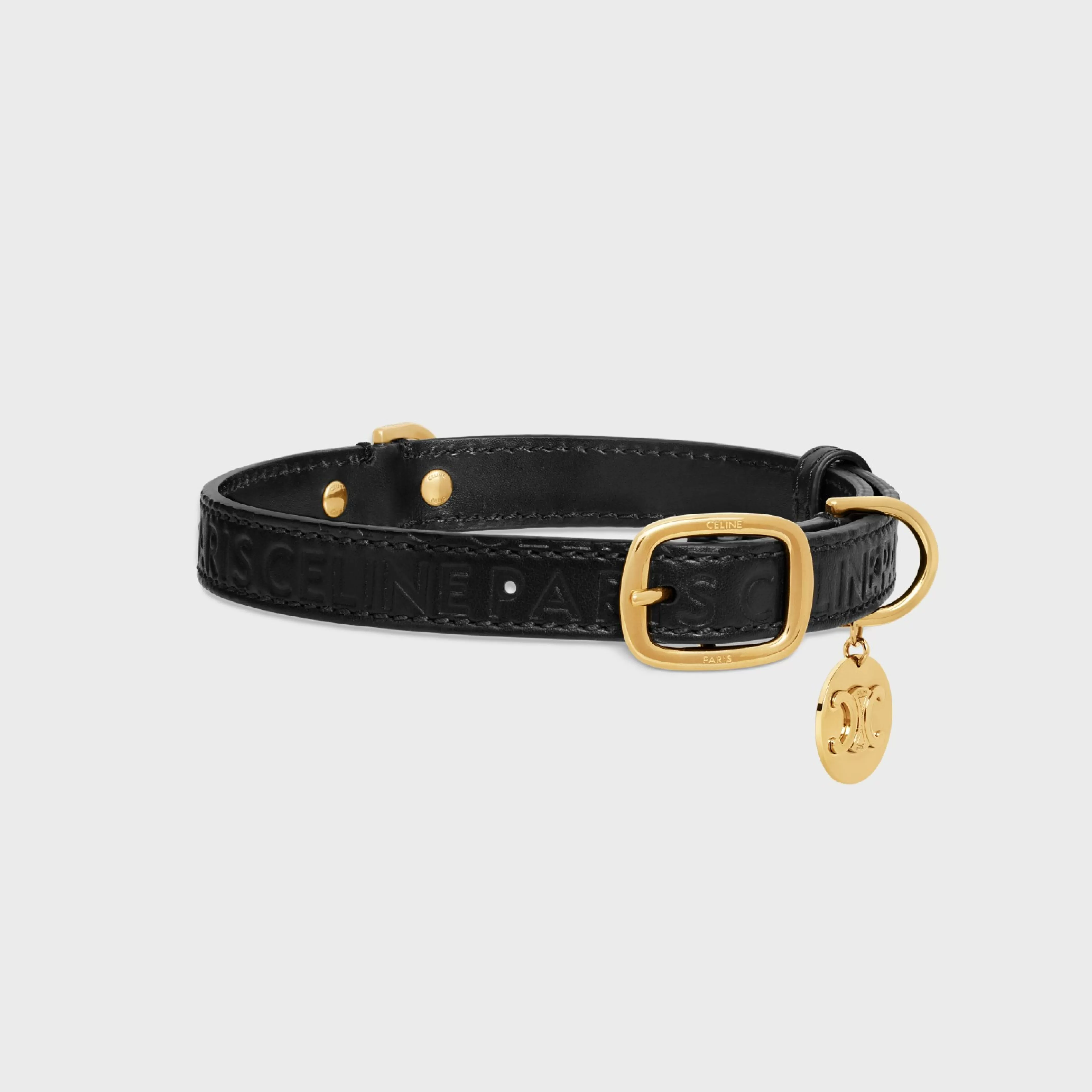 Medium thin dog collar in smooth calfskin with embossed^CELINE Best Sale
