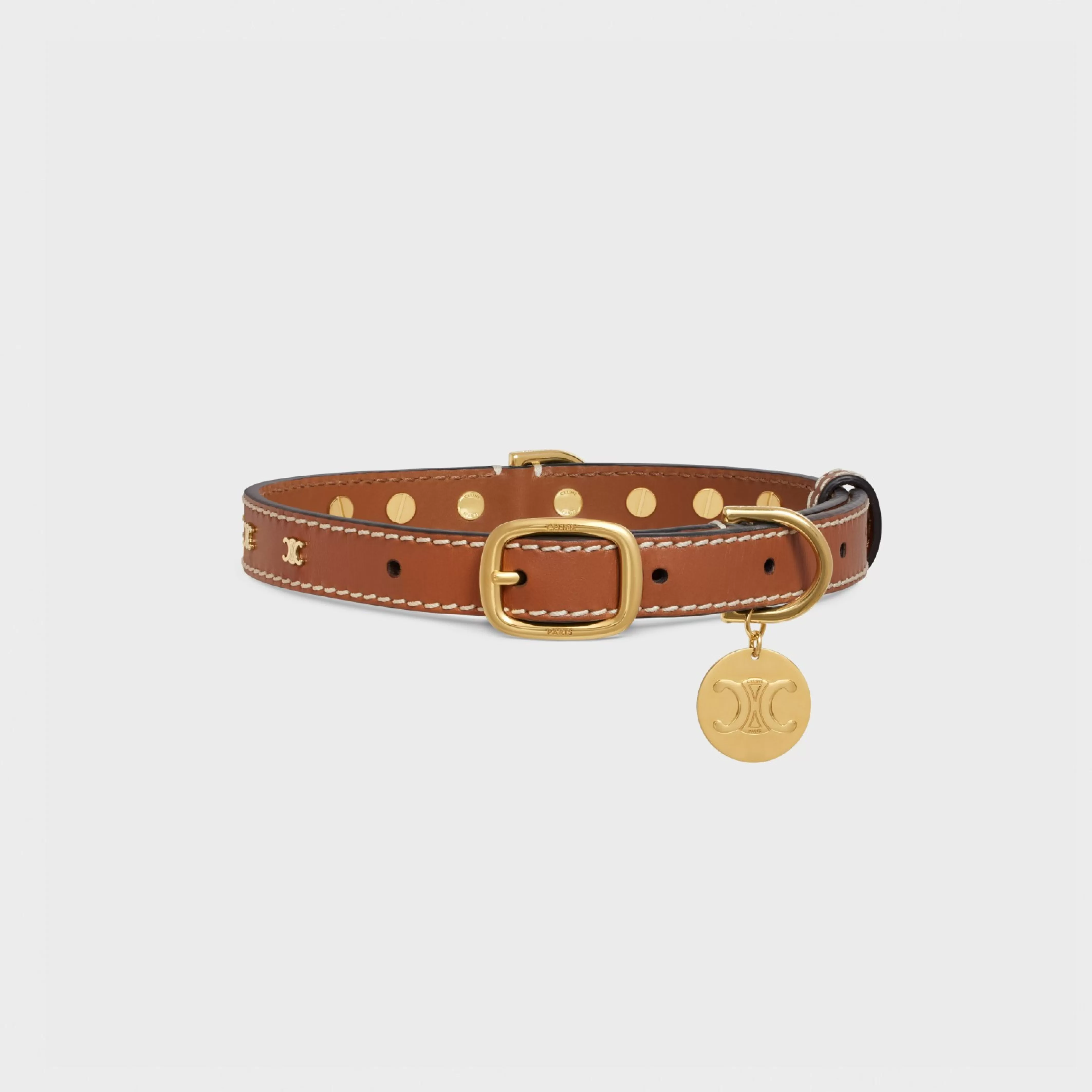 Medium Thin Dog Collar in Smooth Calfskin with Triomphe Studs^CELINE Best Sale