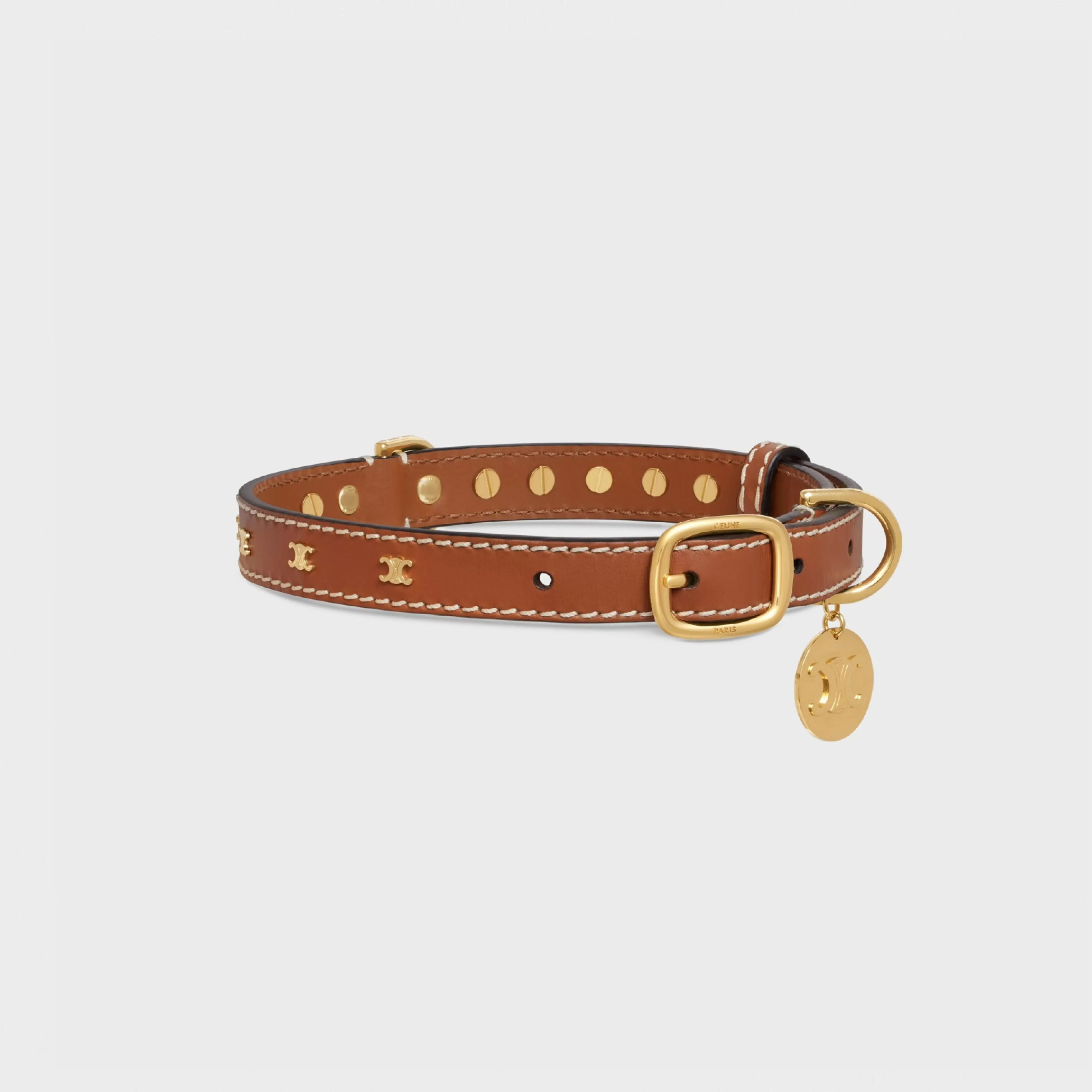 Medium Thin Dog Collar in Smooth Calfskin with Triomphe Studs^CELINE Best Sale
