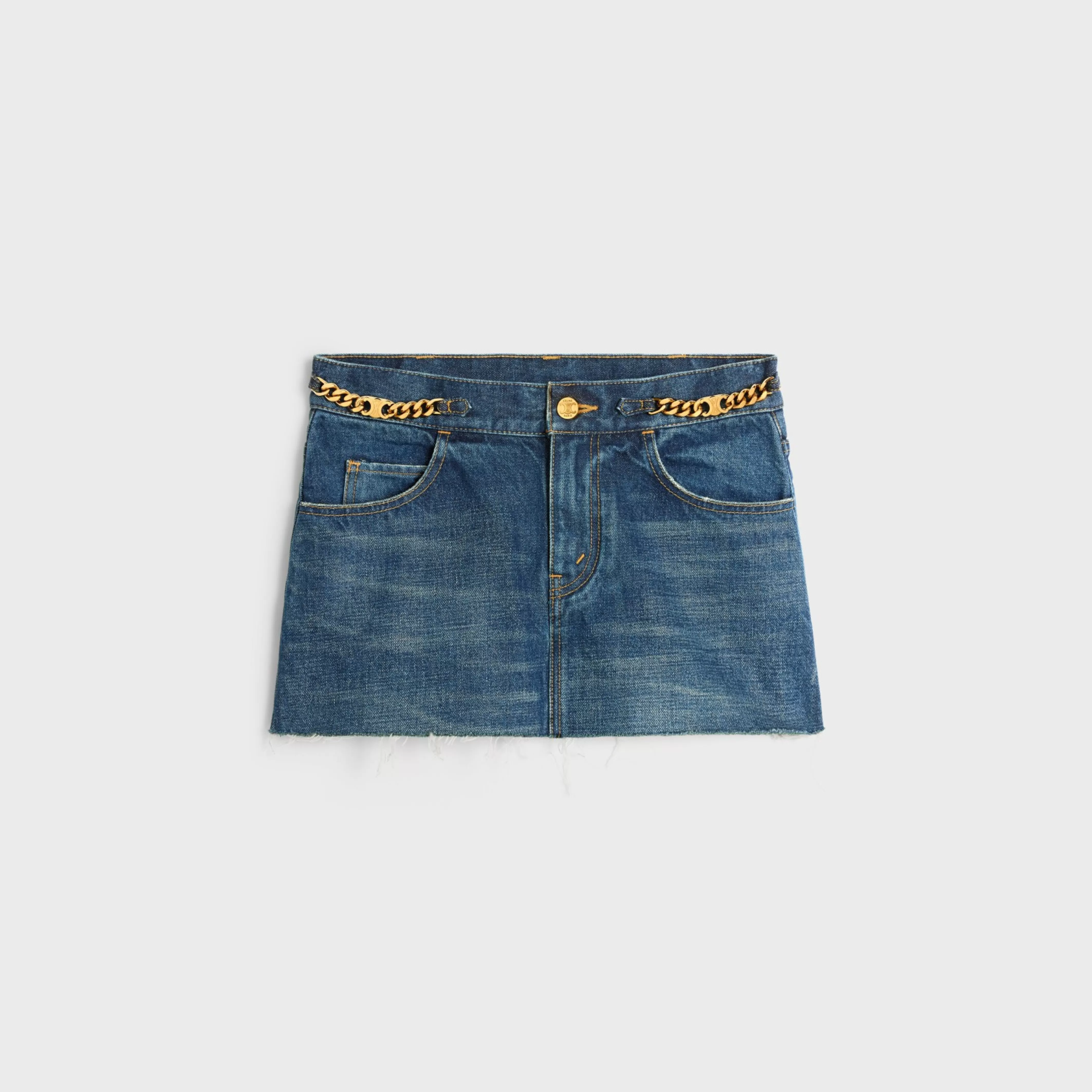 mini skirt in clean dark union wash denim^CELINE Online