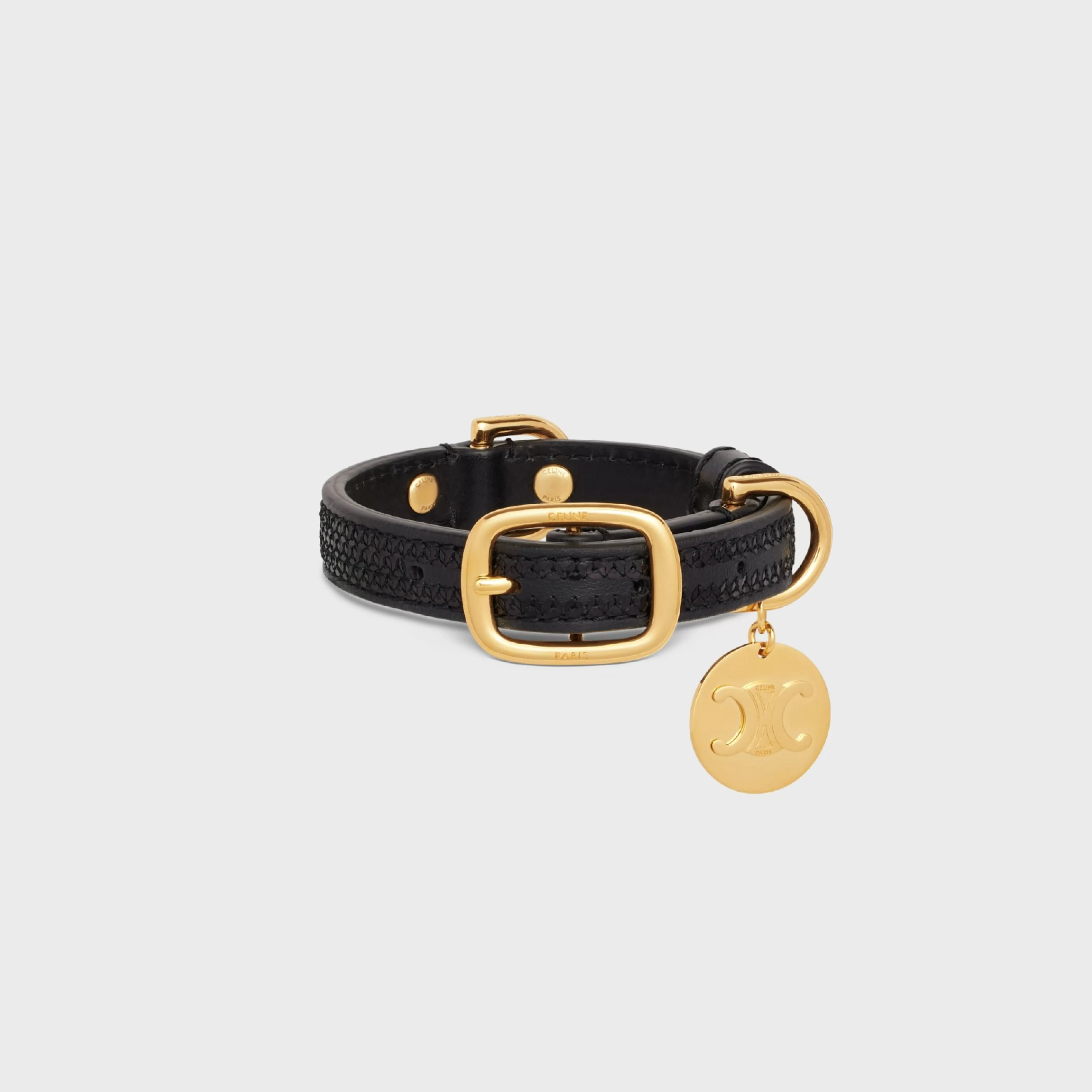 Nano Extra Thin Dog Collar in Sequins and Calfksin^CELINE Store