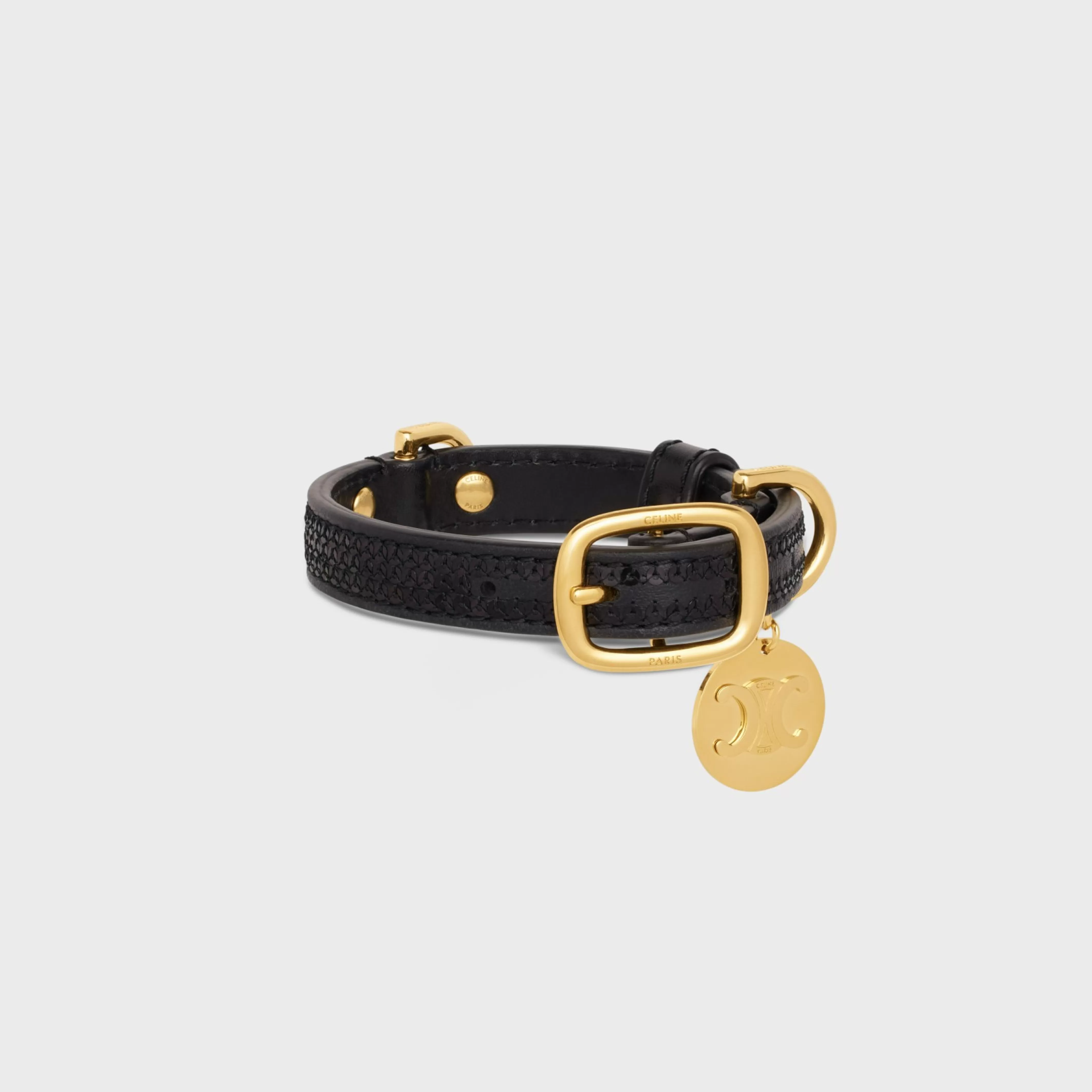 Nano Extra Thin Dog Collar in Sequins and Calfksin^CELINE Store