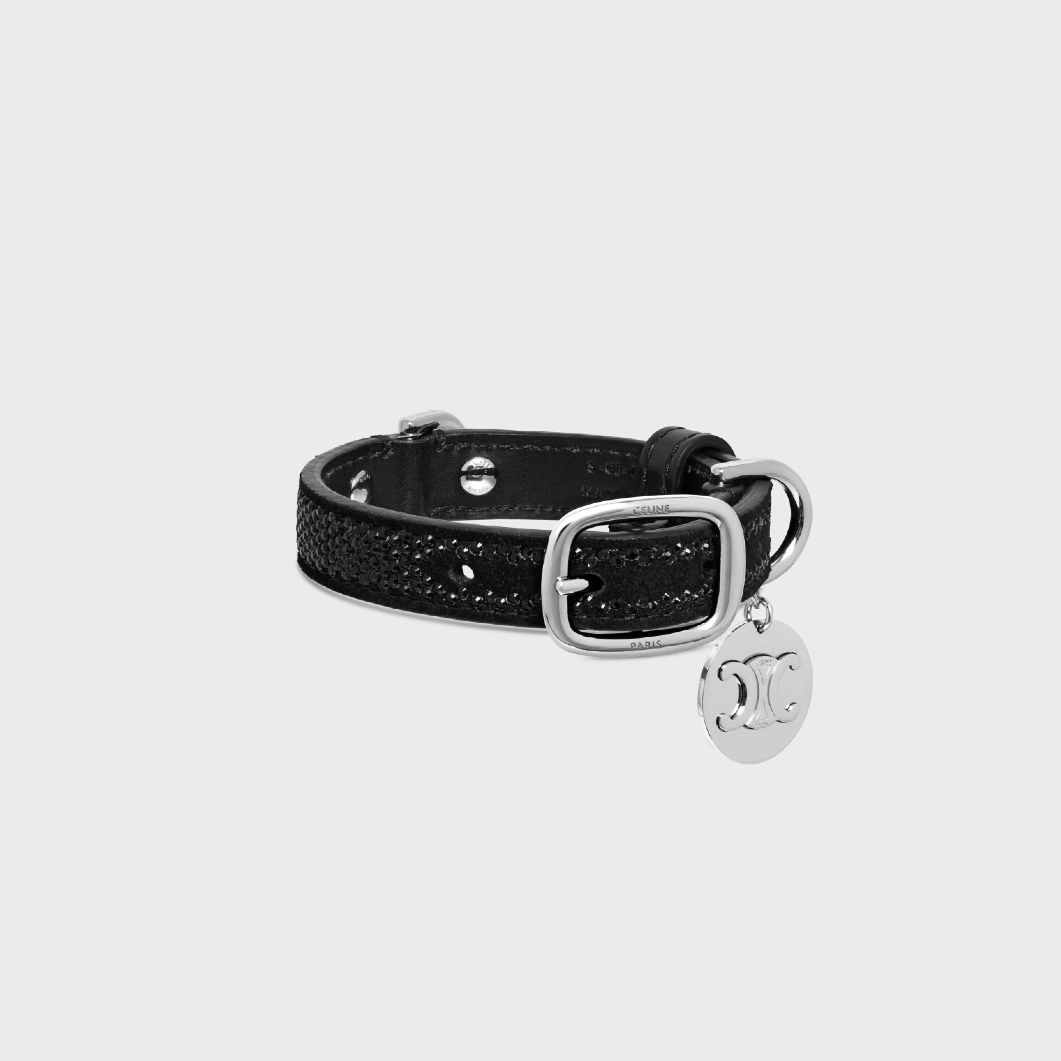 NANO EXTRA THIN DOG COLLAR IN SUEDE CALFSKIN WITH STRASS^CELINE Cheap
