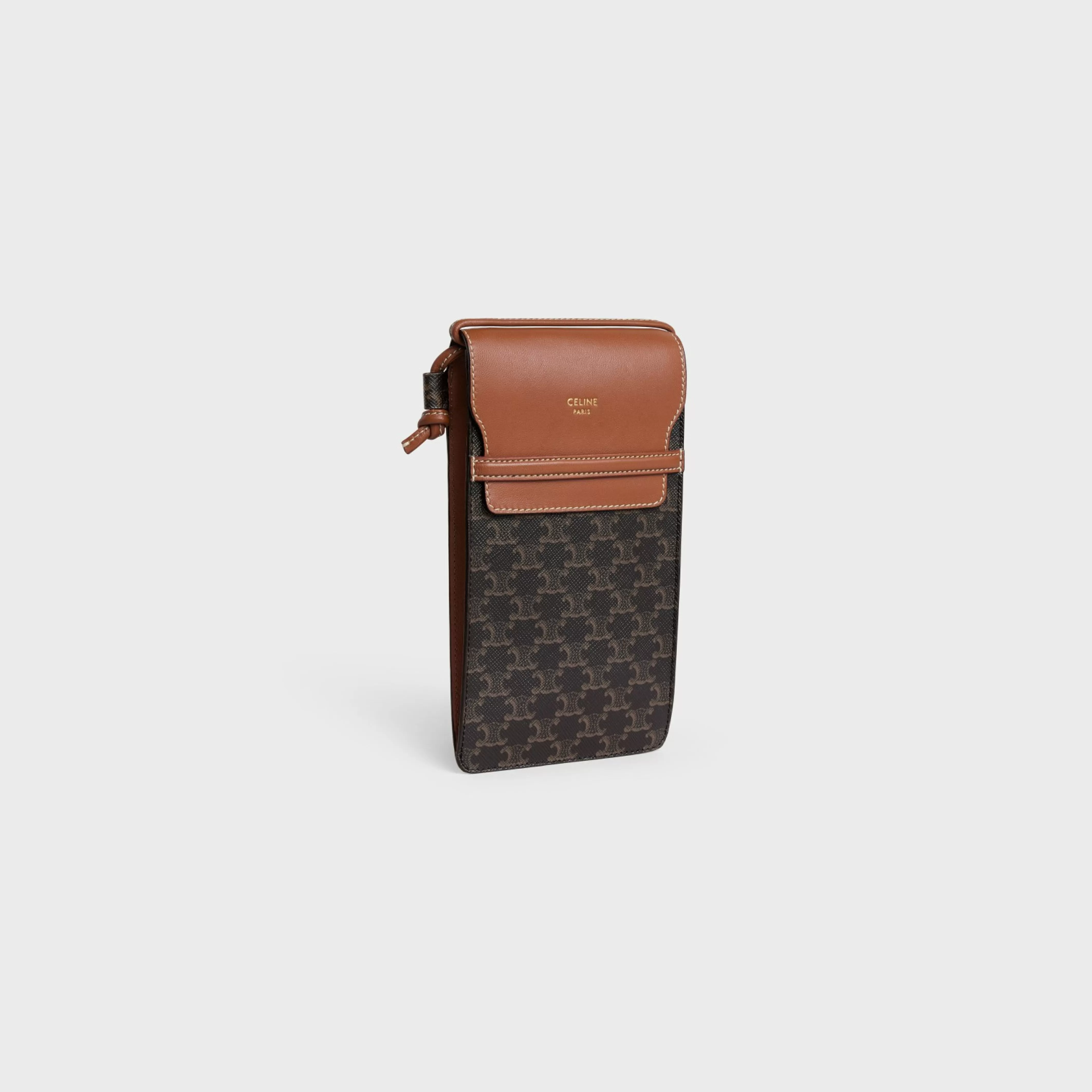 PHONE POUCH WITH FLAP in Triomphe Canvas and Lambskin^CELINE Hot