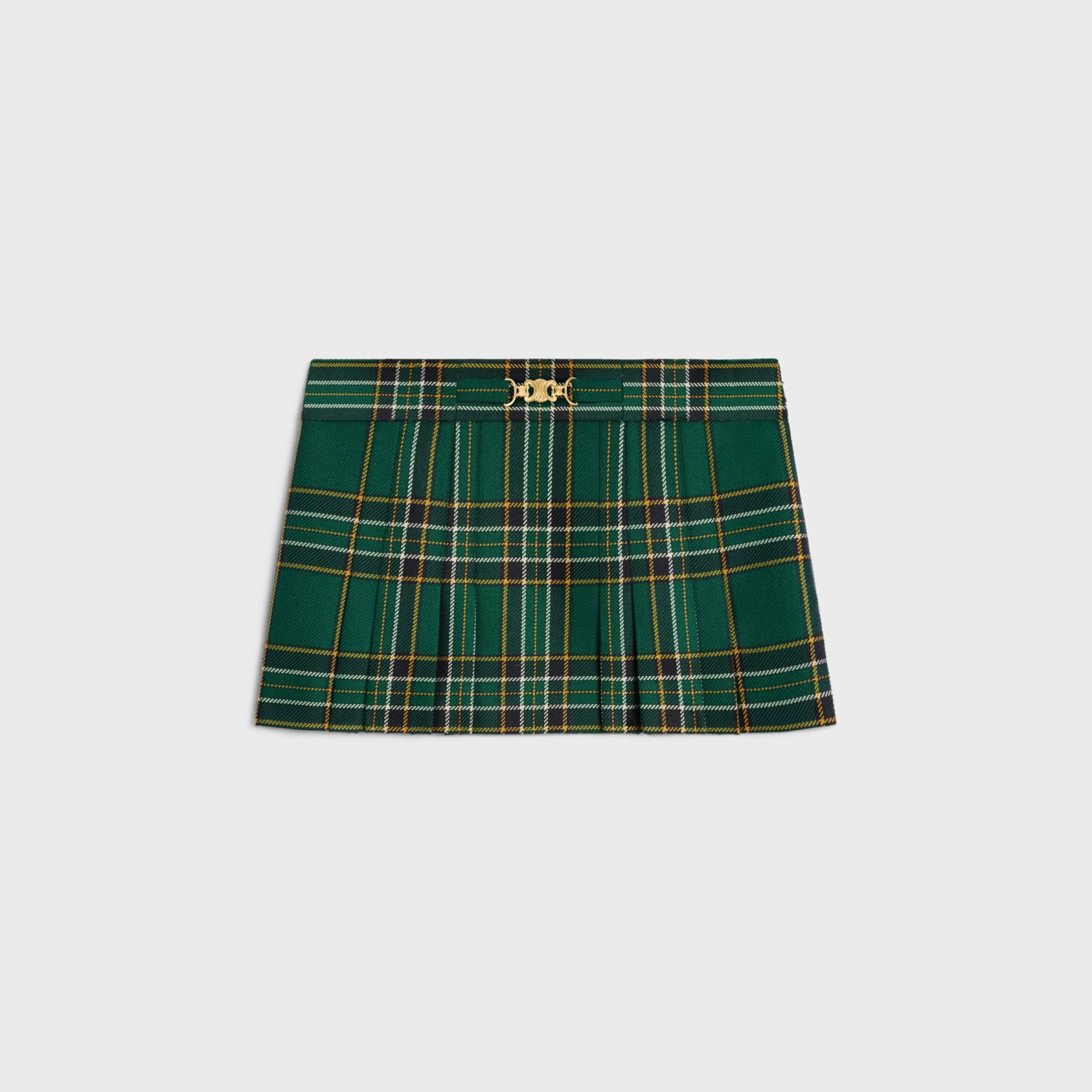 pleated mini skirt in tartan wool^CELINE Best Sale