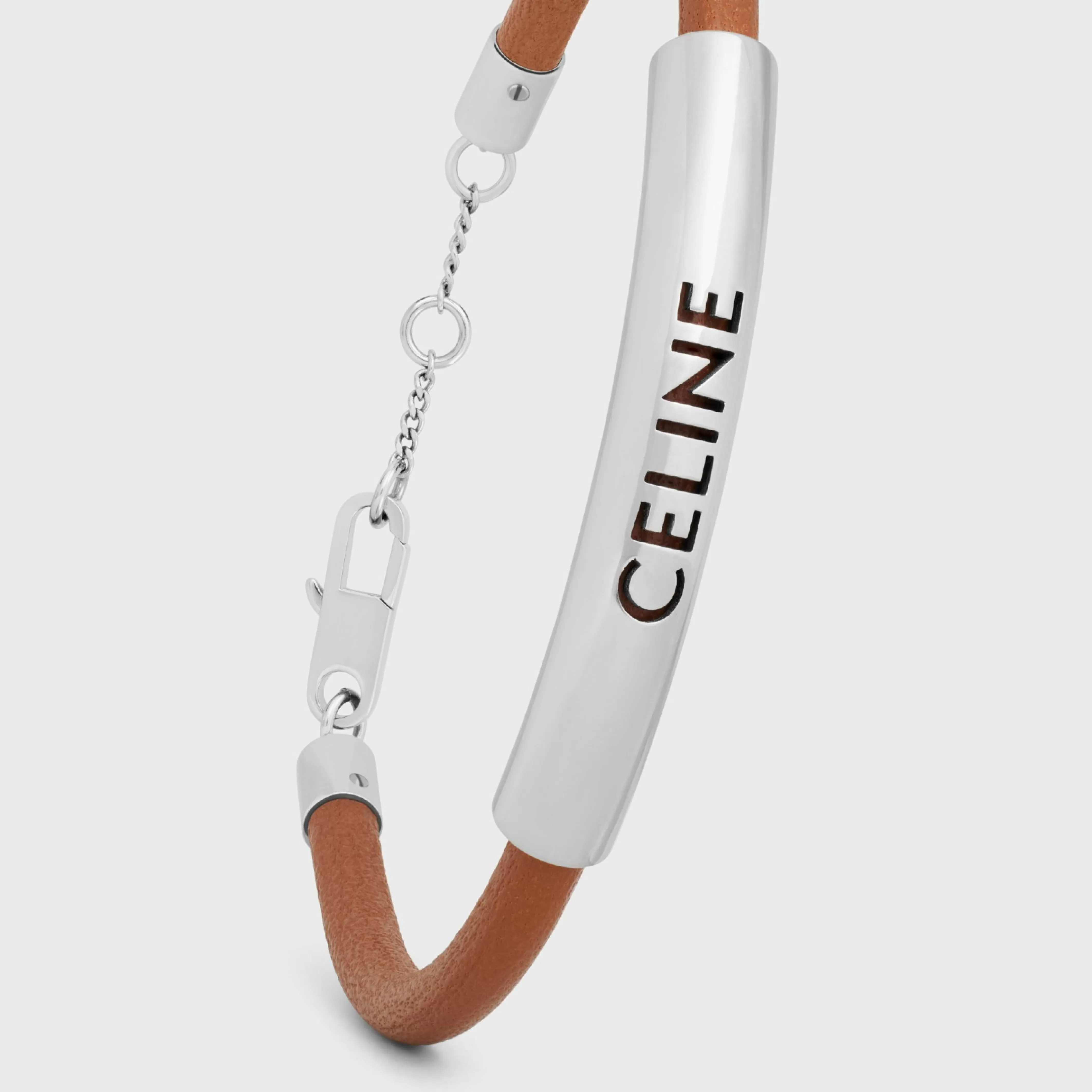 Plein Soleil Bracelet in Calfskin and Brass with Rhodium Finish^CELINE Discount