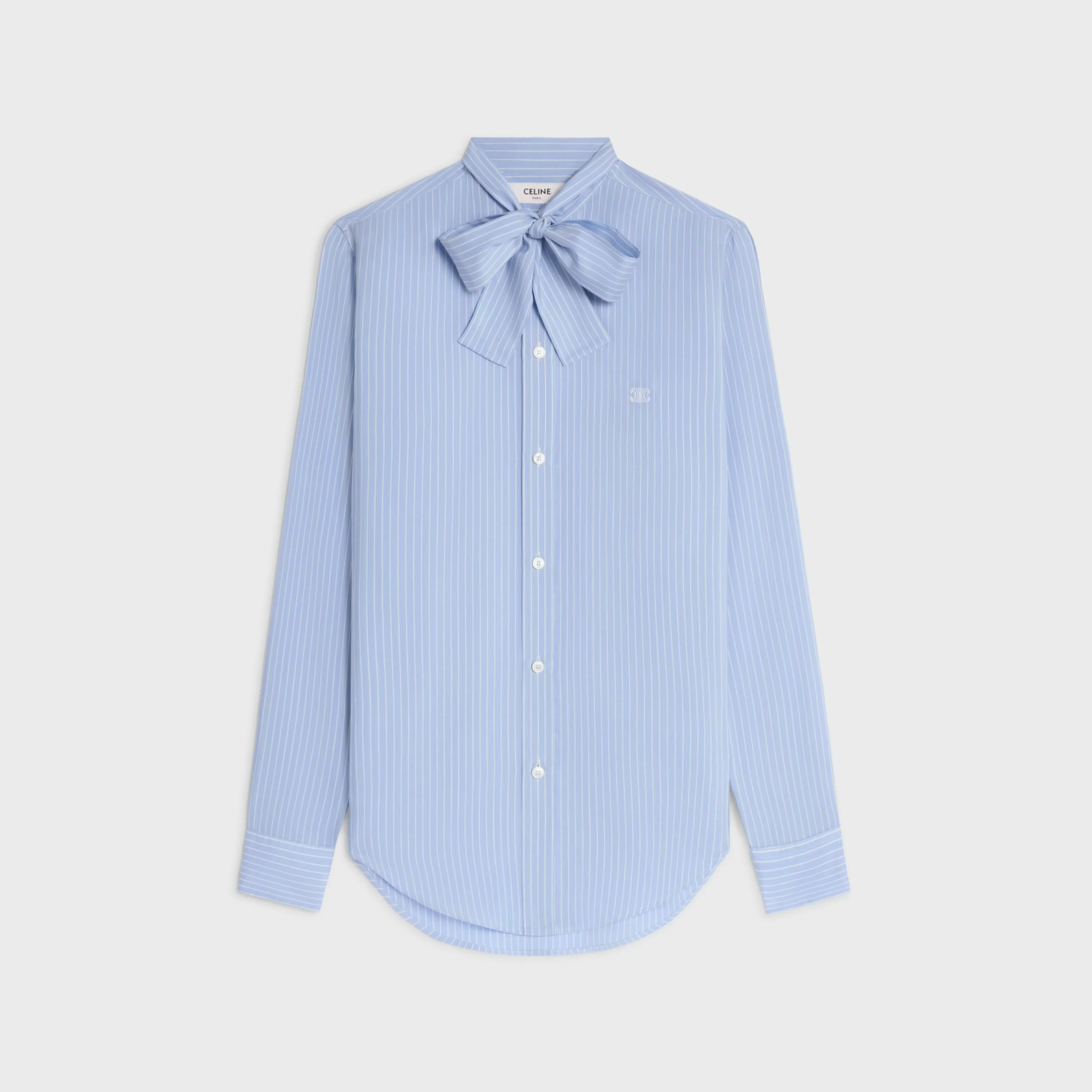 romy lavallière shirt in striped silk^CELINE Best Sale