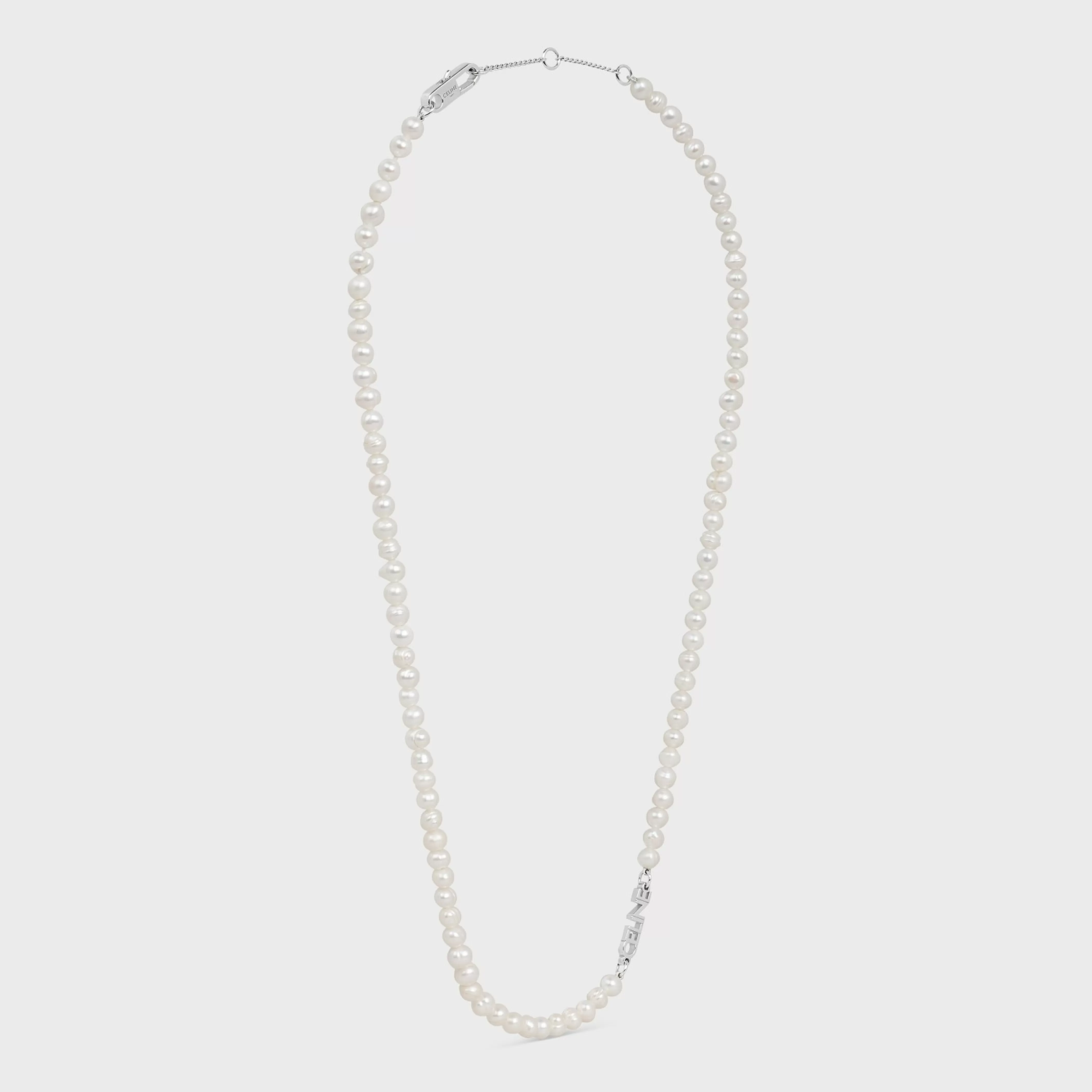 San Onofre Pearl Necklace in Freshwater Pearls and Brass with Rhodium Finish^CELINE Sale