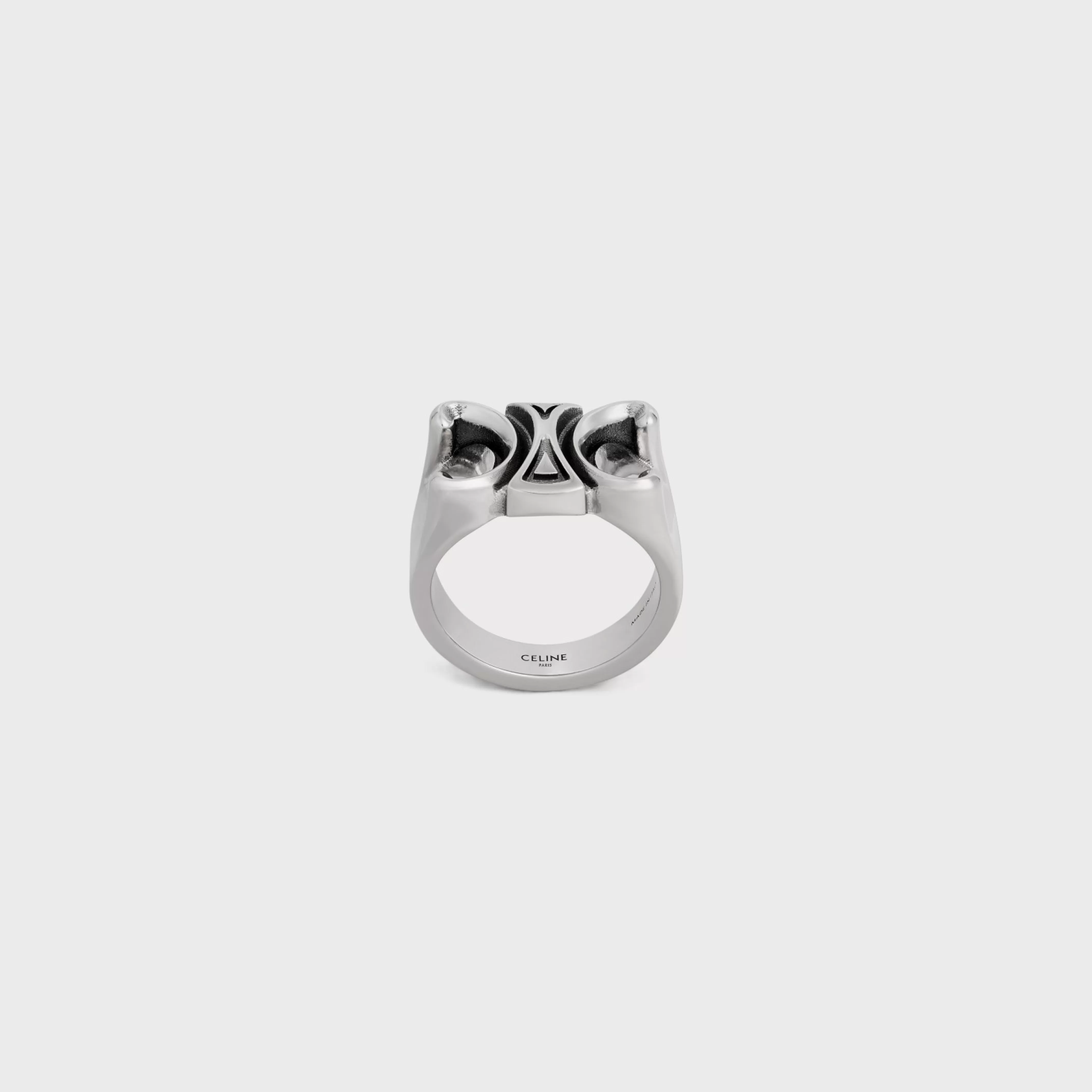 San Onofre Chunky Triomphe Ring in Brass with Rhodium Finish^CELINE Sale