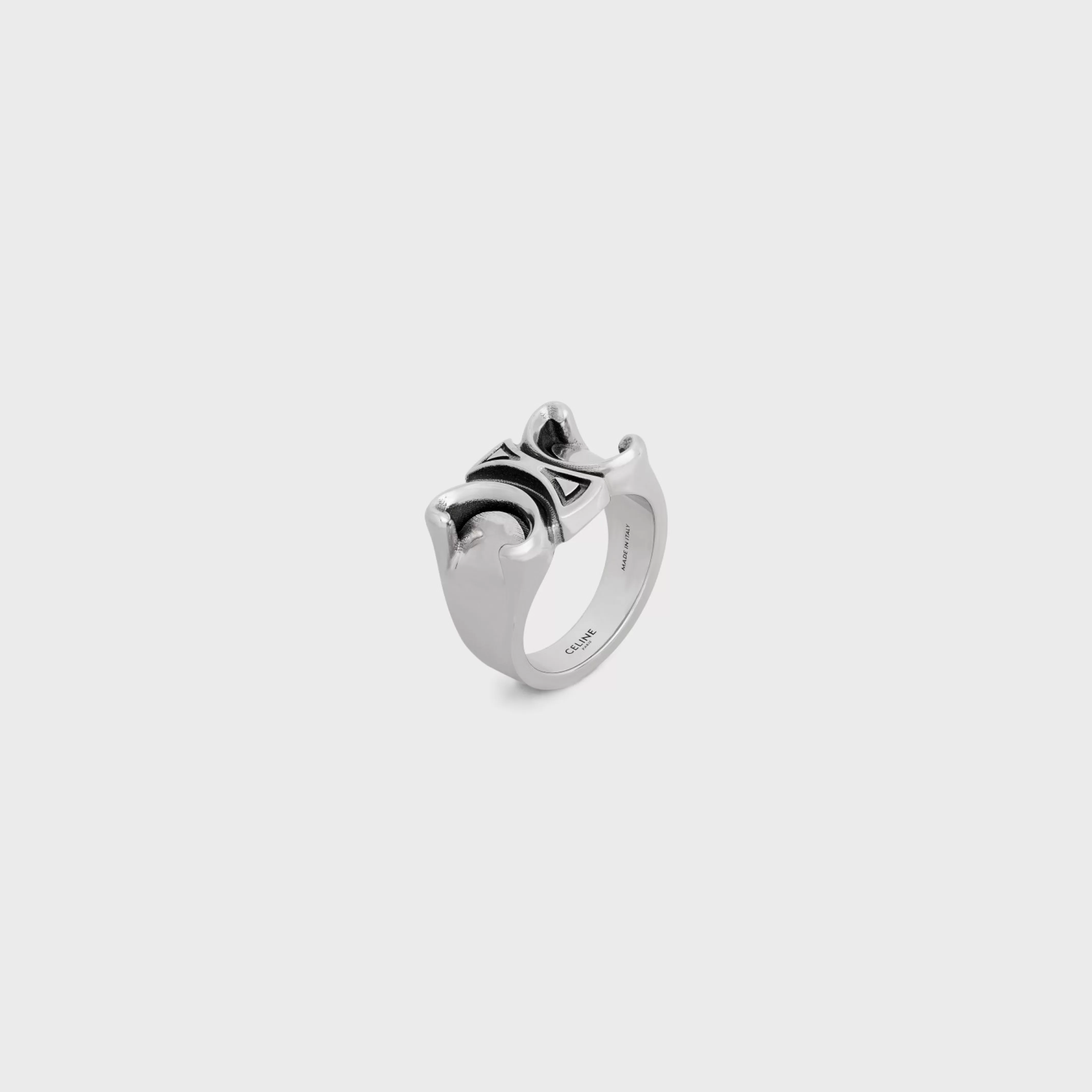 San Onofre Chunky Triomphe Ring in Brass with Rhodium Finish^CELINE Sale
