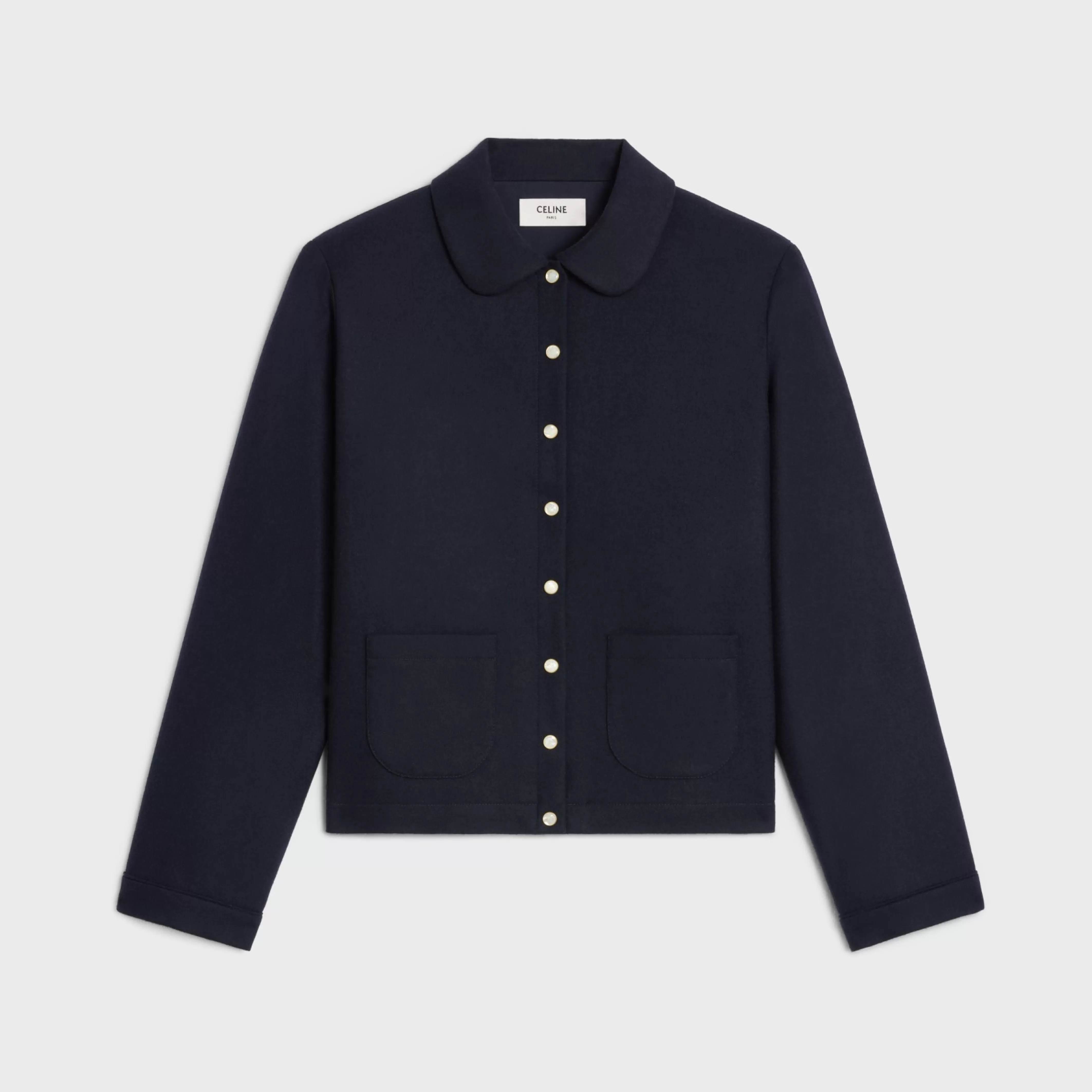 shirt with Claudine collar in cashmere flannel^CELINE Online