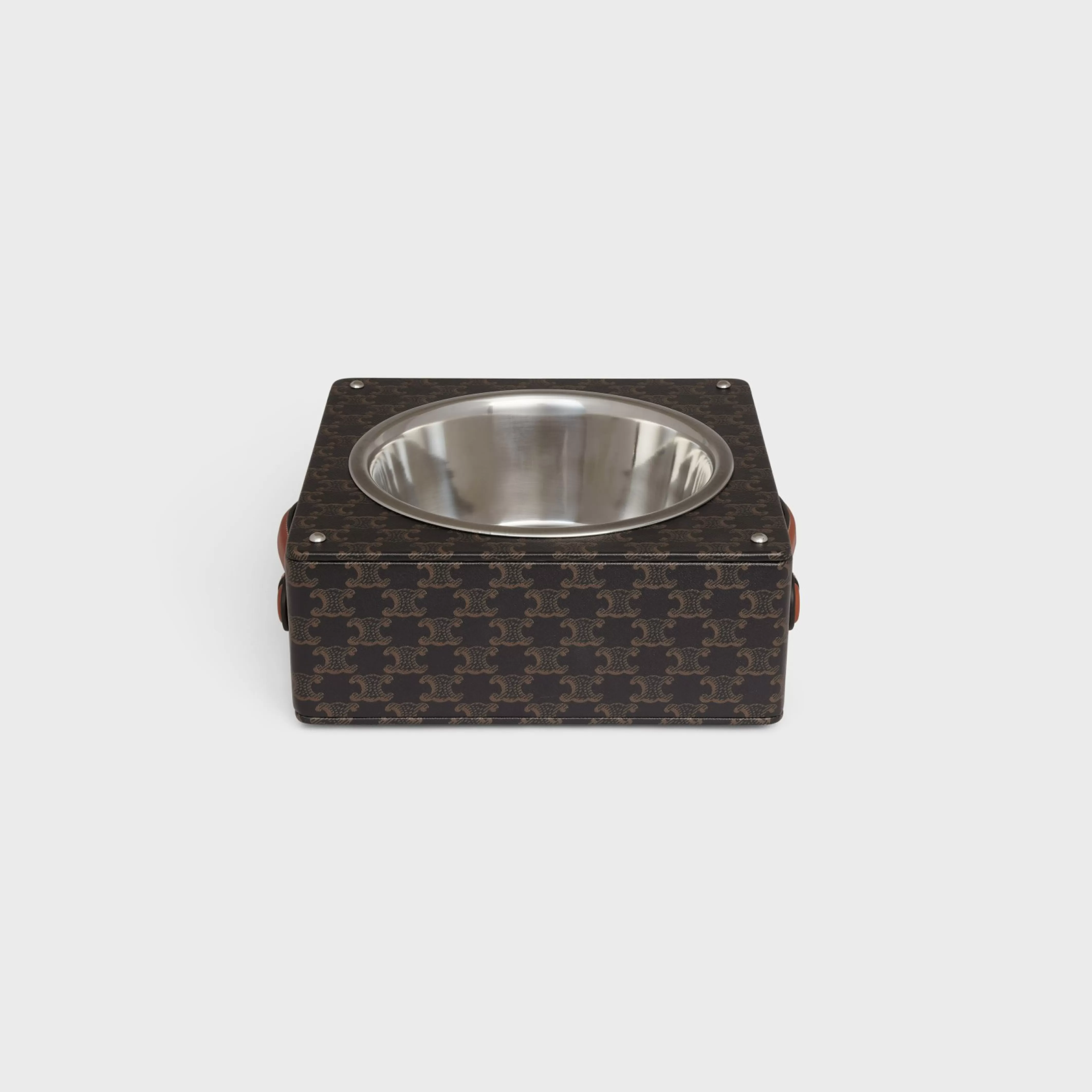 Single Dog Bowl in Nappa Lambskin with Triomphe Canvas Print and Calfskin^CELINE Sale