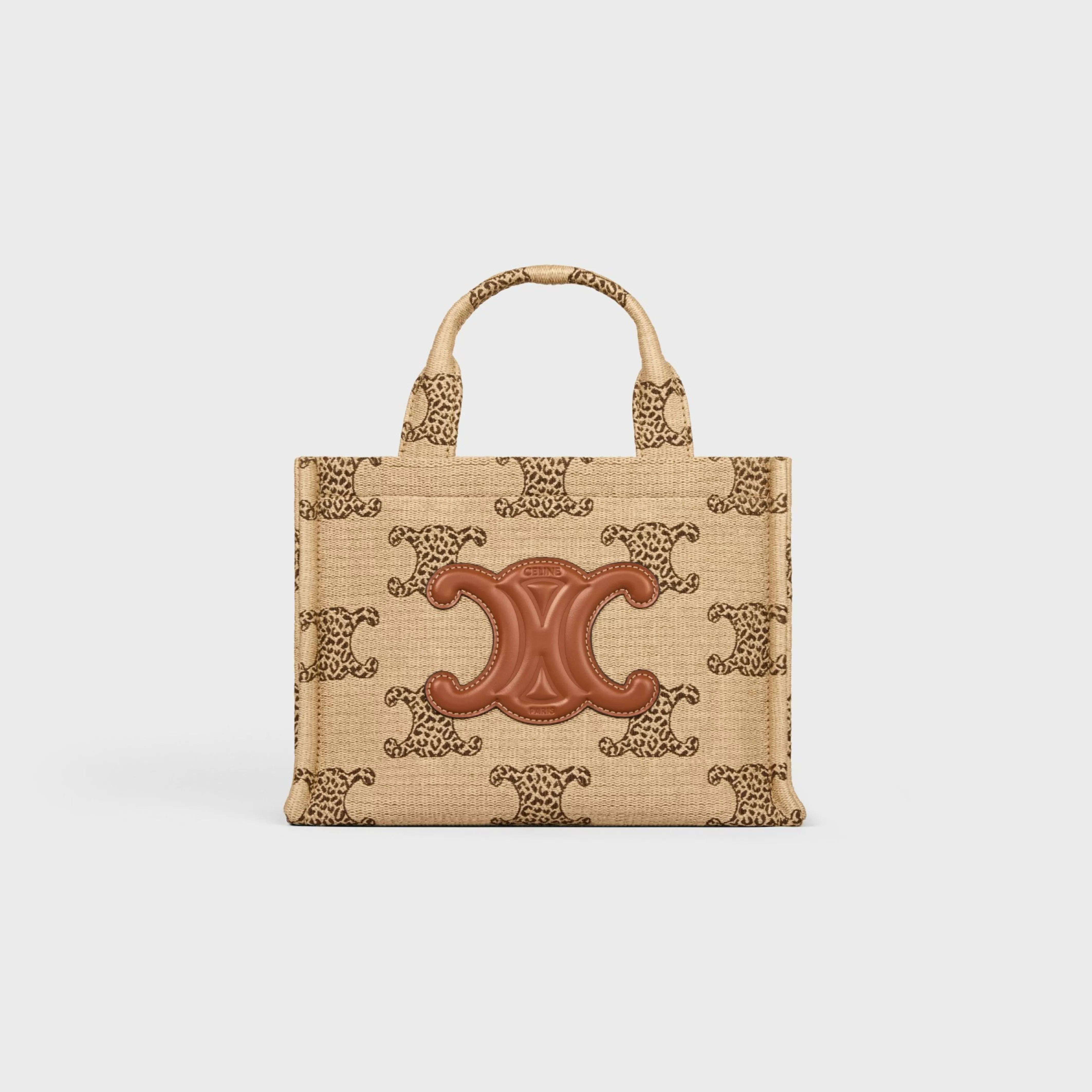 small cabas thais in RAFFIA EFFECT TEXTILE WITH LEOPARD TRIOMPHE^CELINE Sale