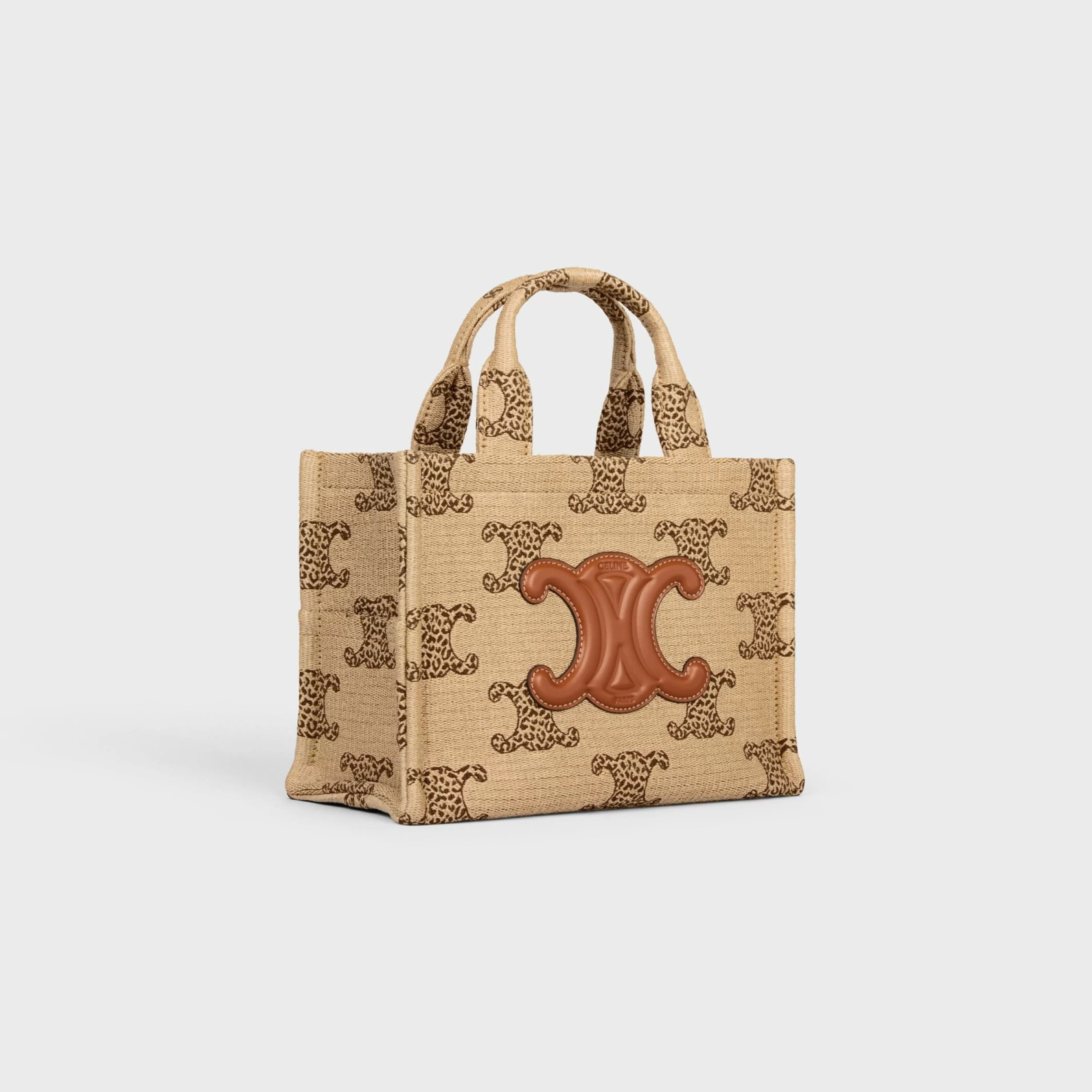 small cabas thais in RAFFIA EFFECT TEXTILE WITH LEOPARD TRIOMPHE^CELINE Sale