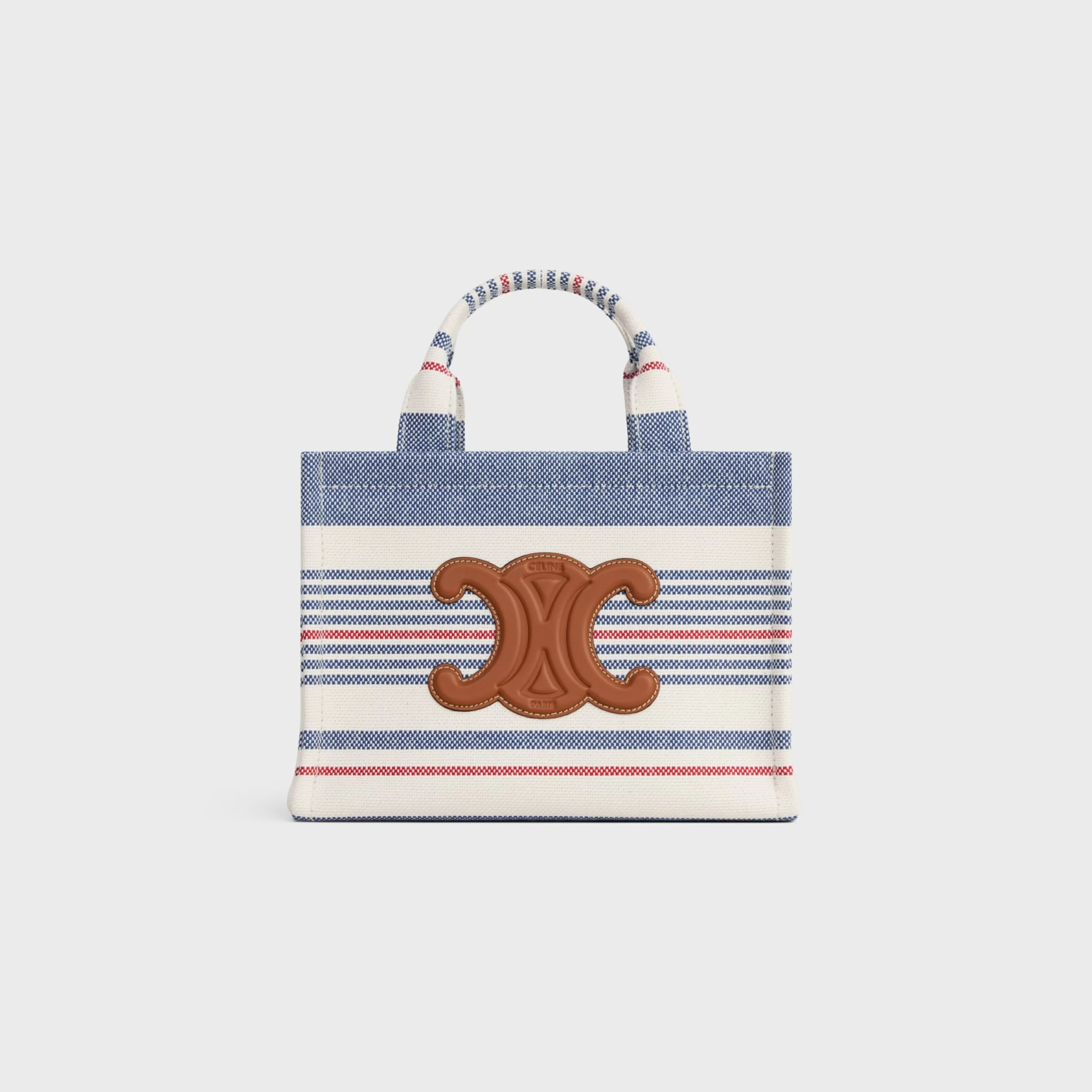 small cabas thais in STRIPED TEXTILE AND CALFSKIN^CELINE New