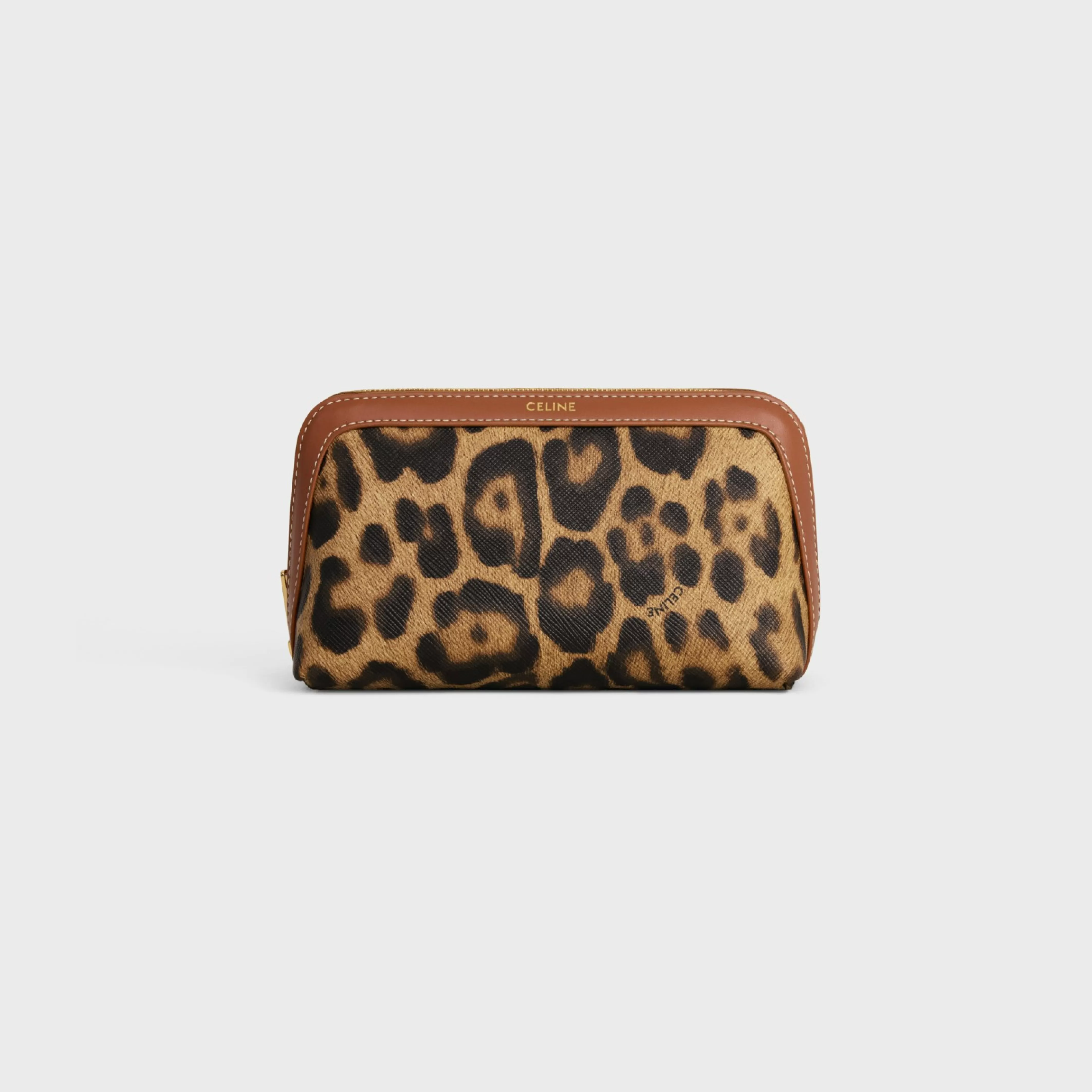 Small cosmetic pouch in Canvas with print and calfskin^CELINE Cheap