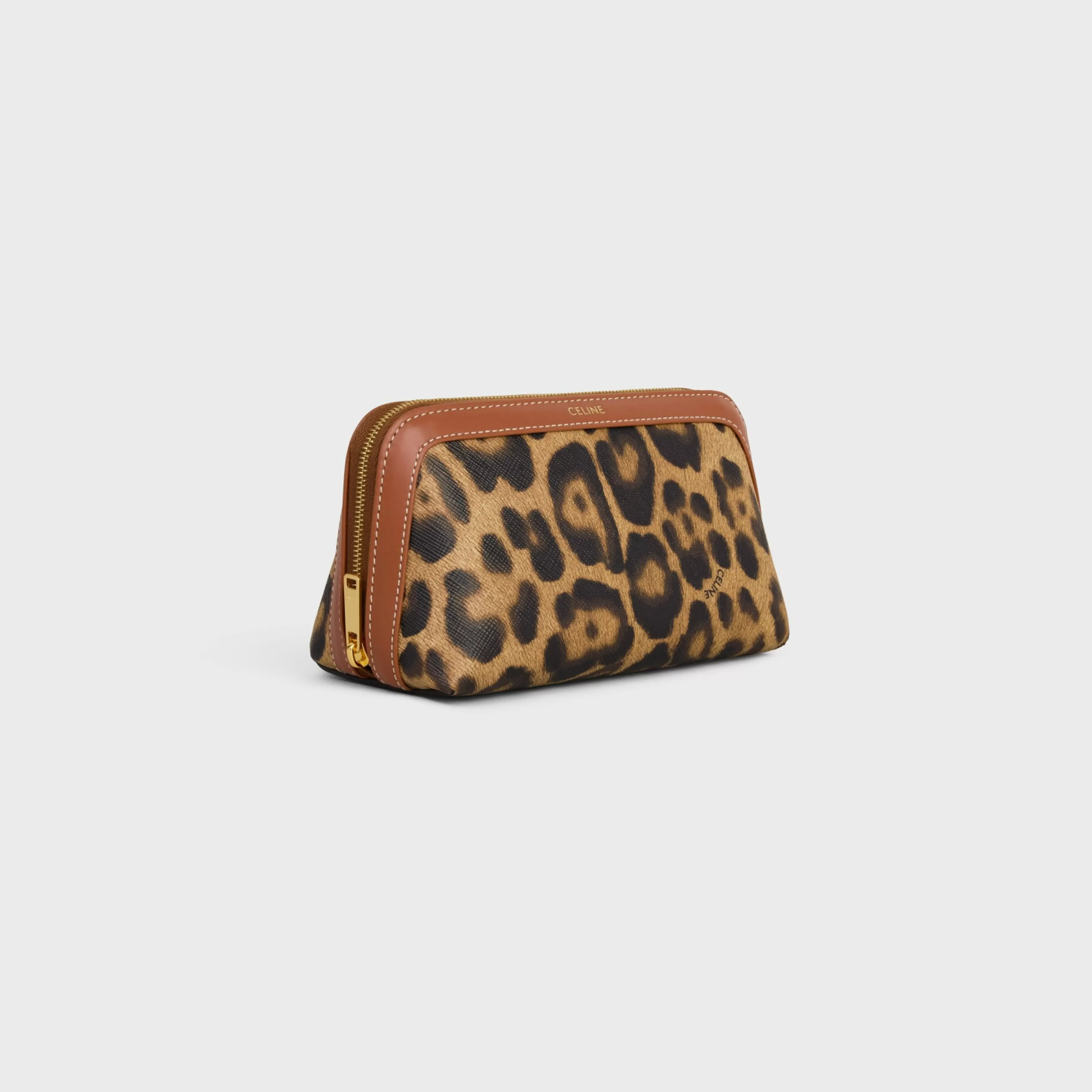 Small cosmetic pouch in Canvas with print and calfskin^CELINE Cheap