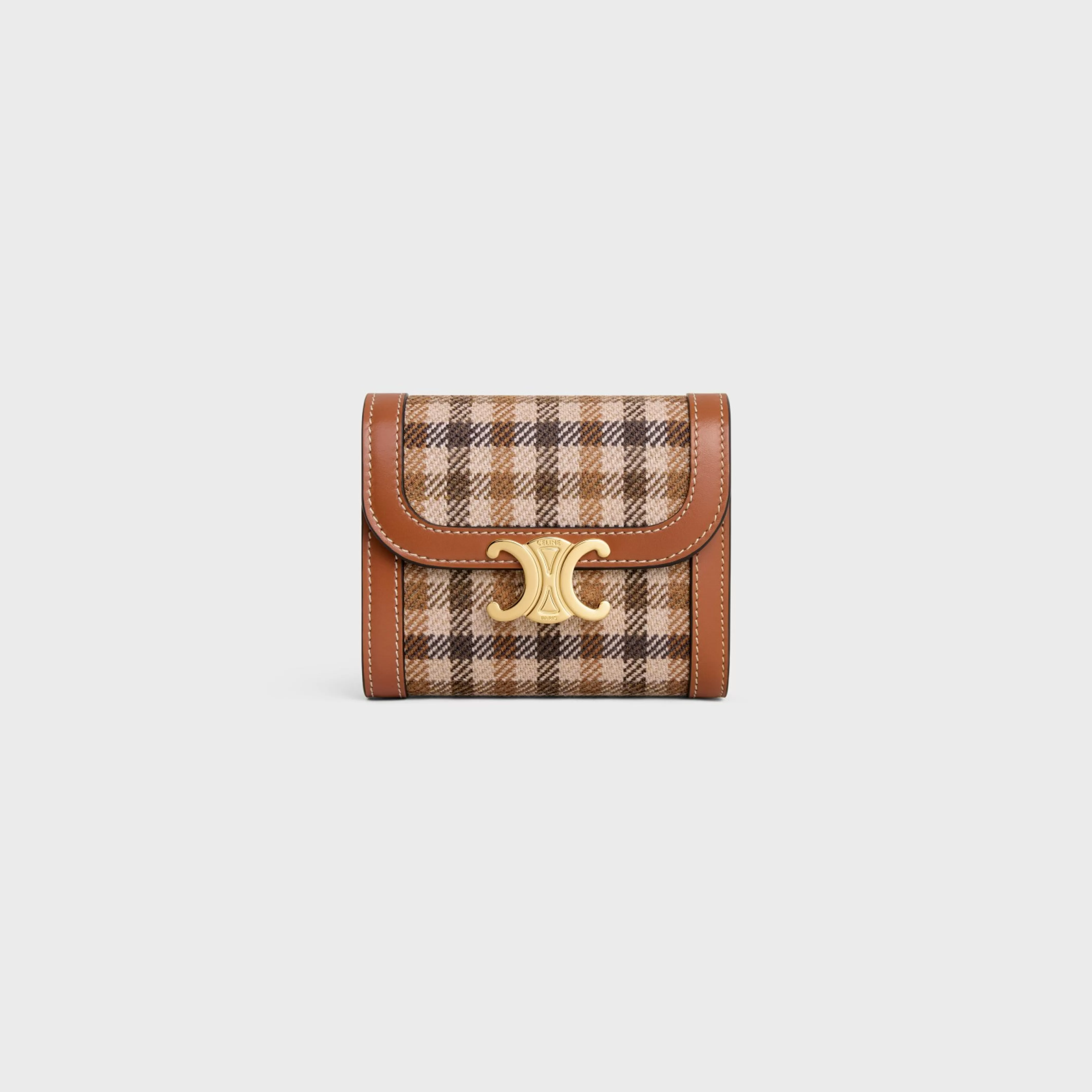 Small Flap Wallet TRIOMPHE in TARTAN TEXTILE AND CALFSKIN^CELINE Outlet