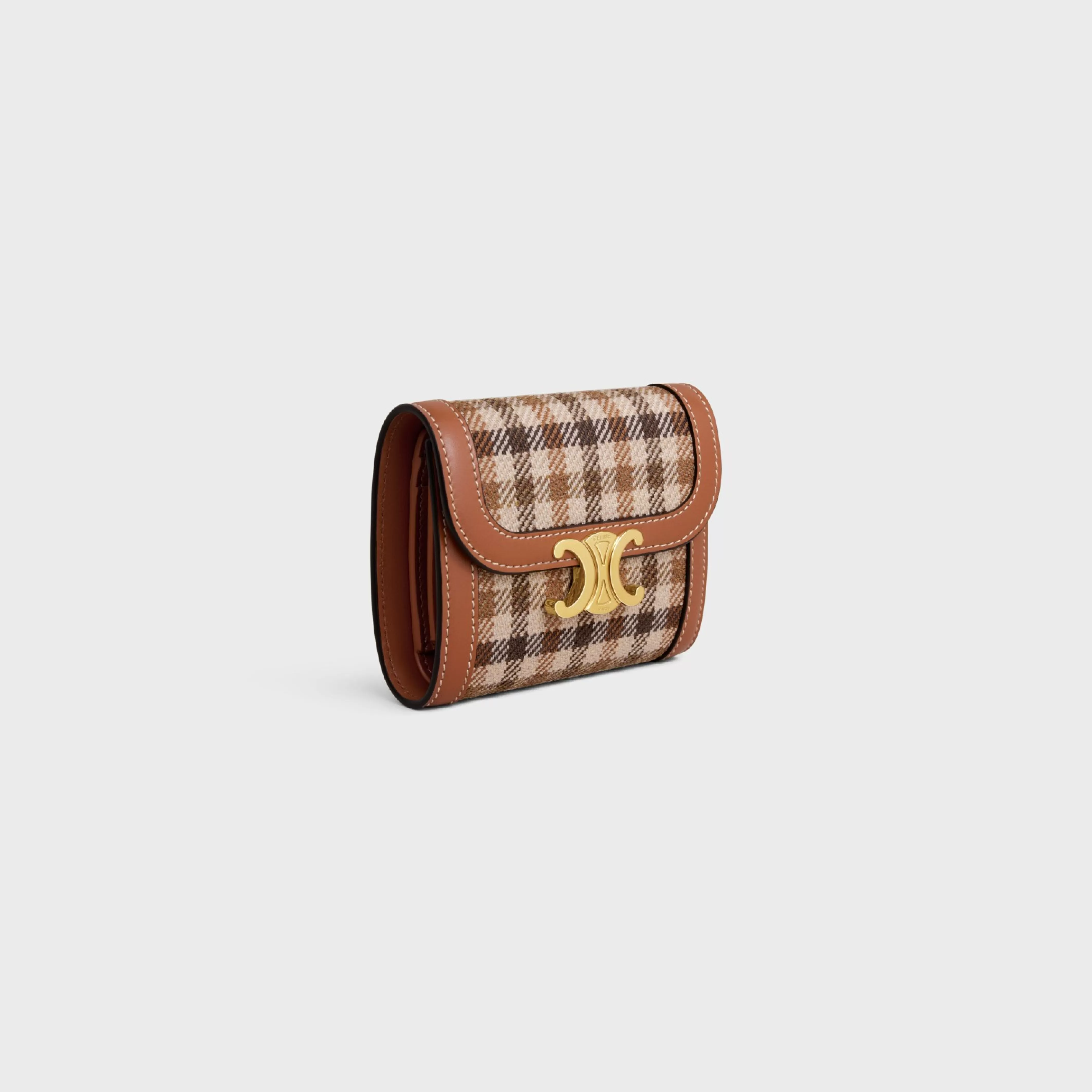 Small Flap Wallet TRIOMPHE in TARTAN TEXTILE AND CALFSKIN^CELINE Outlet