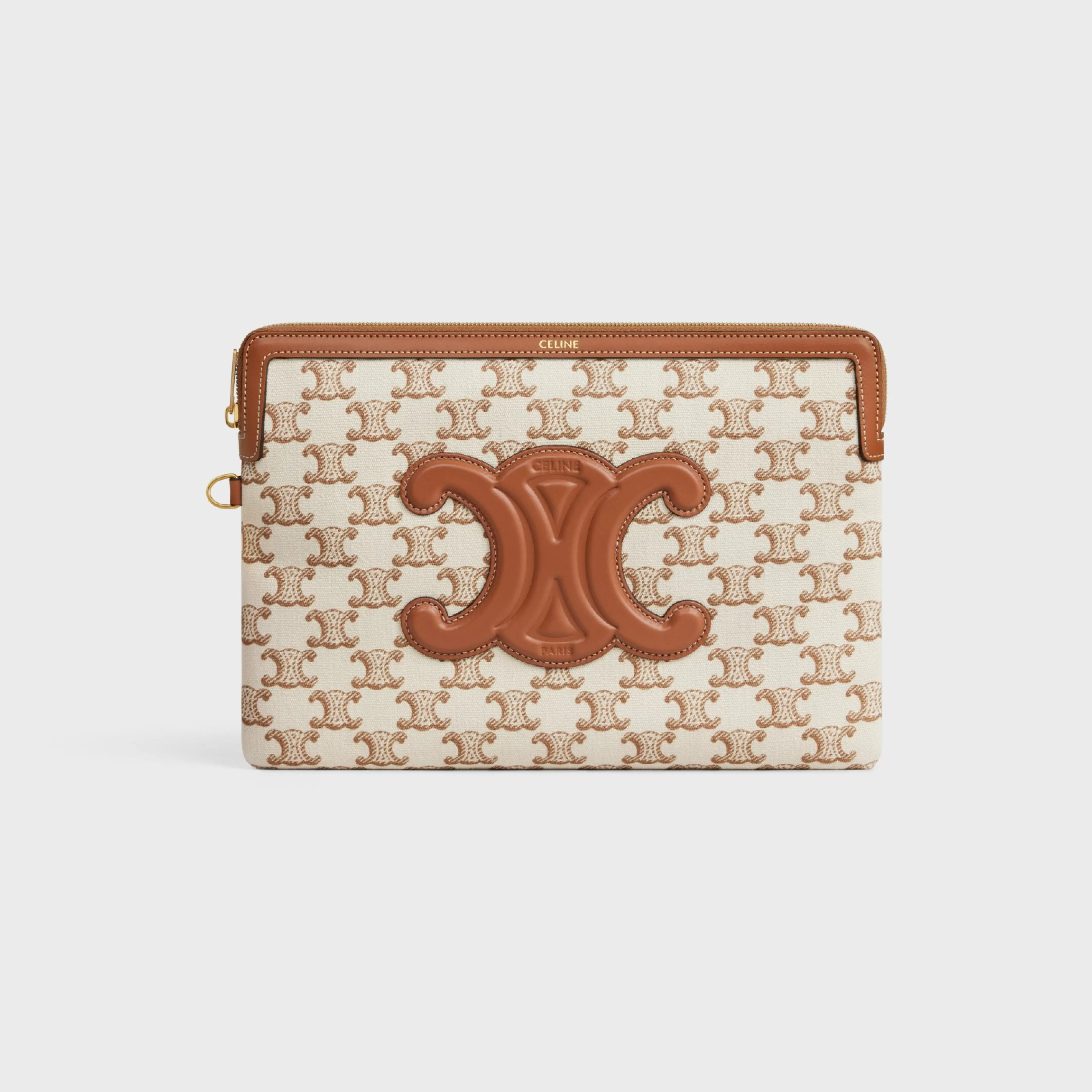 SMALL POUCH WITH STRAP in TEXTILE WITH TRIOMPHE PRINT AND CALFSKIN^CELINE Cheap
