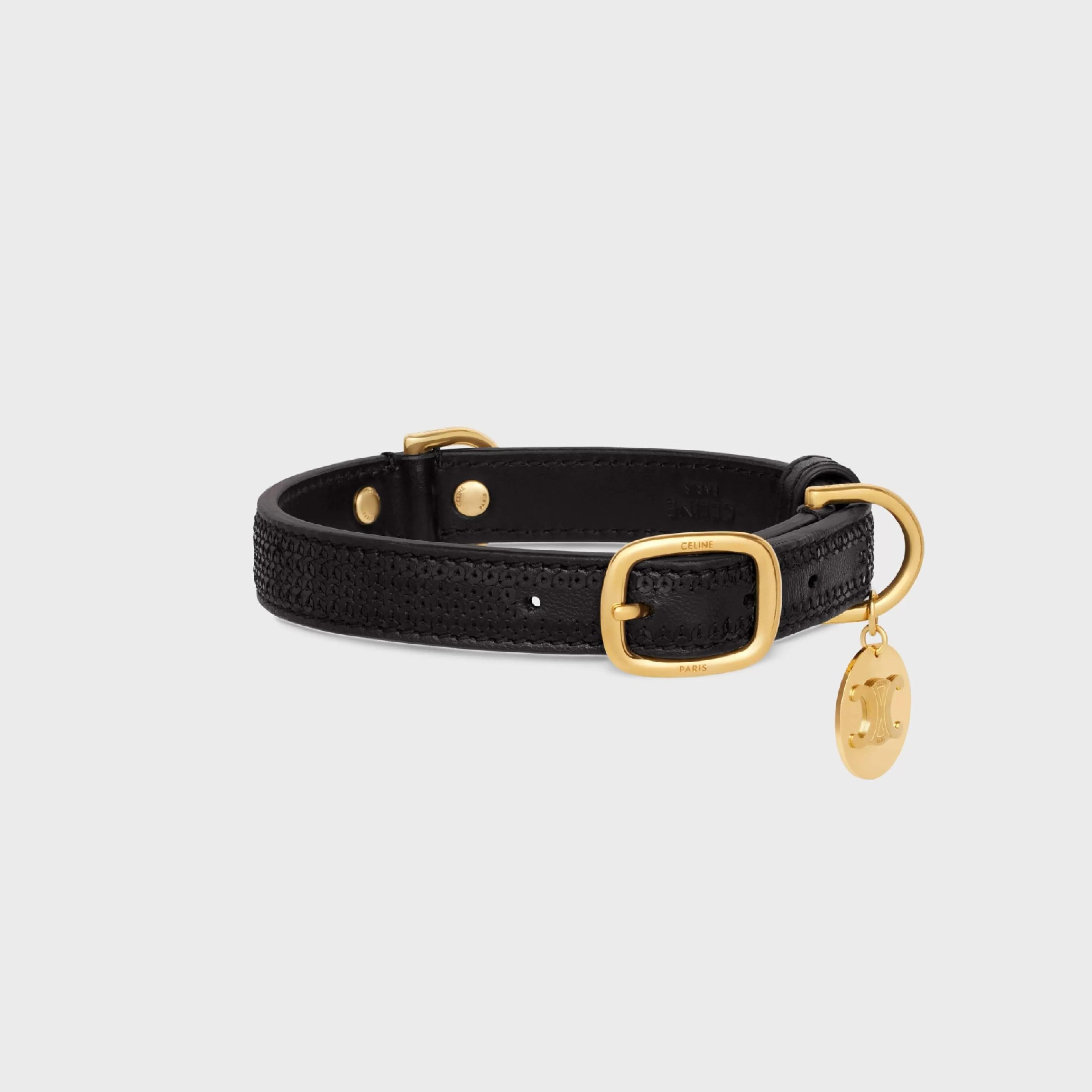 Small Thin Dog Collar in Sequins and Calfksin^CELINE Cheap