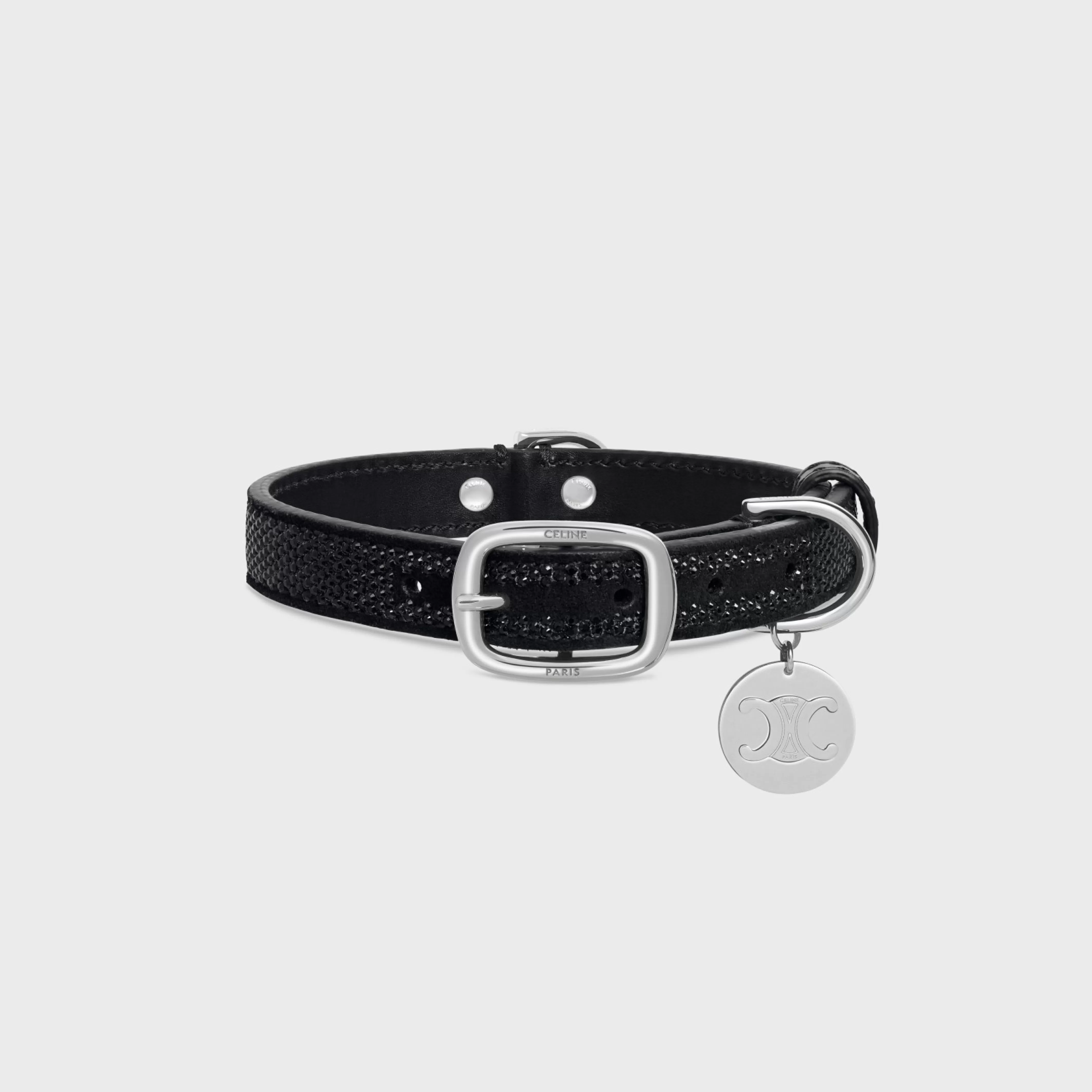 SMALL THIN DOG COLLAR IN SUEDE CALFSKIN WITH STRASS^CELINE Cheap