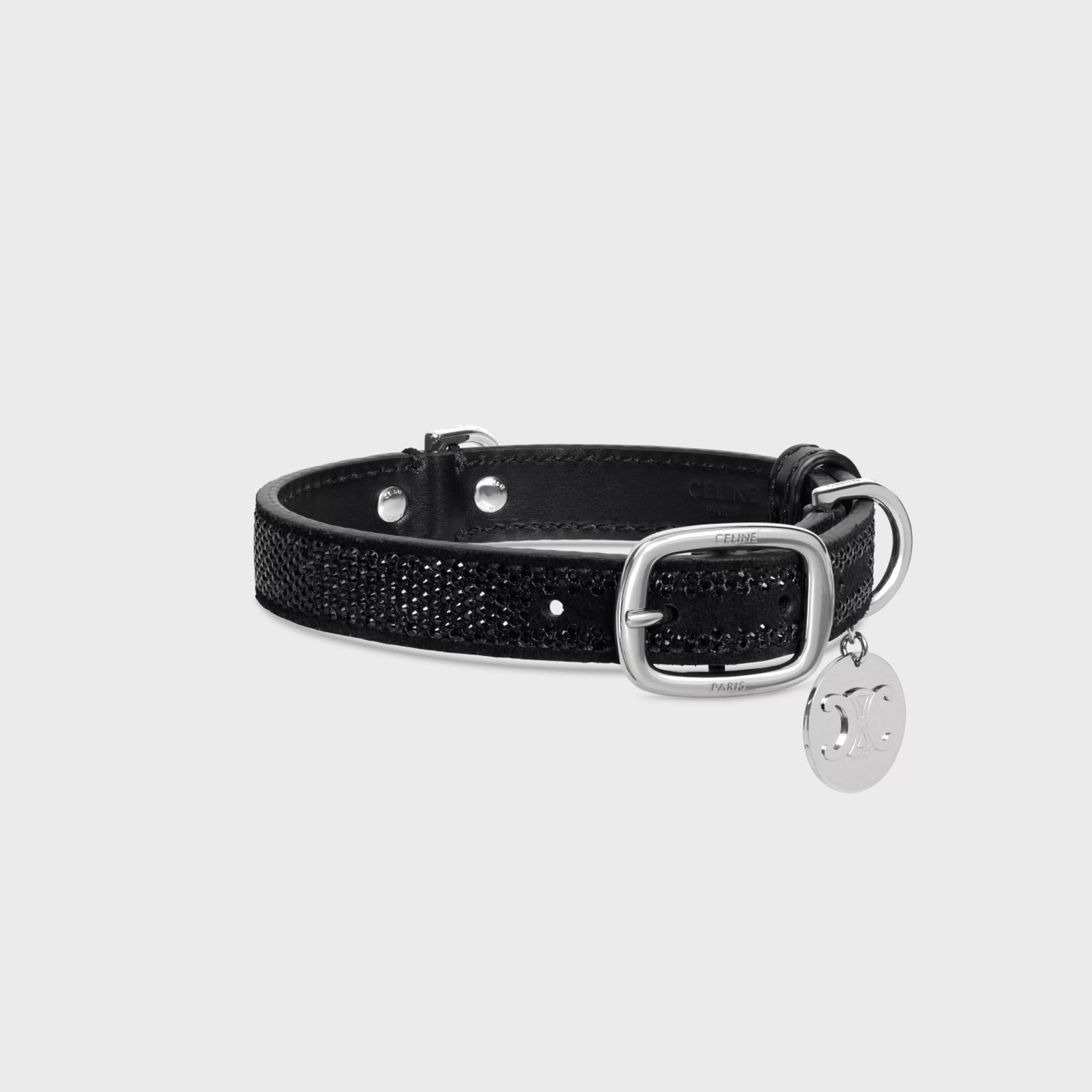 SMALL THIN DOG COLLAR IN SUEDE CALFSKIN WITH STRASS^CELINE Cheap