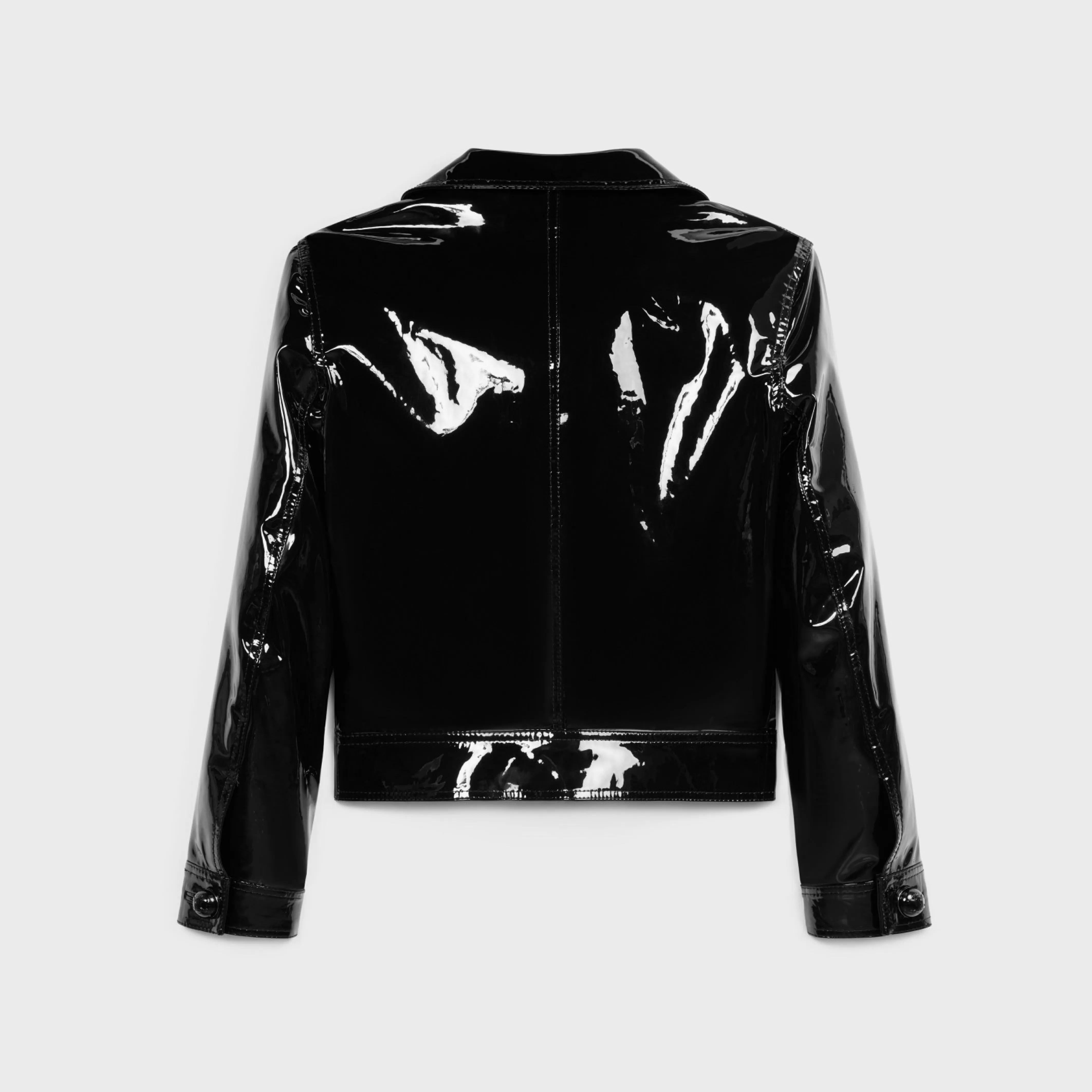 straight blouson jacket in patent lambskin leather^CELINE Discount