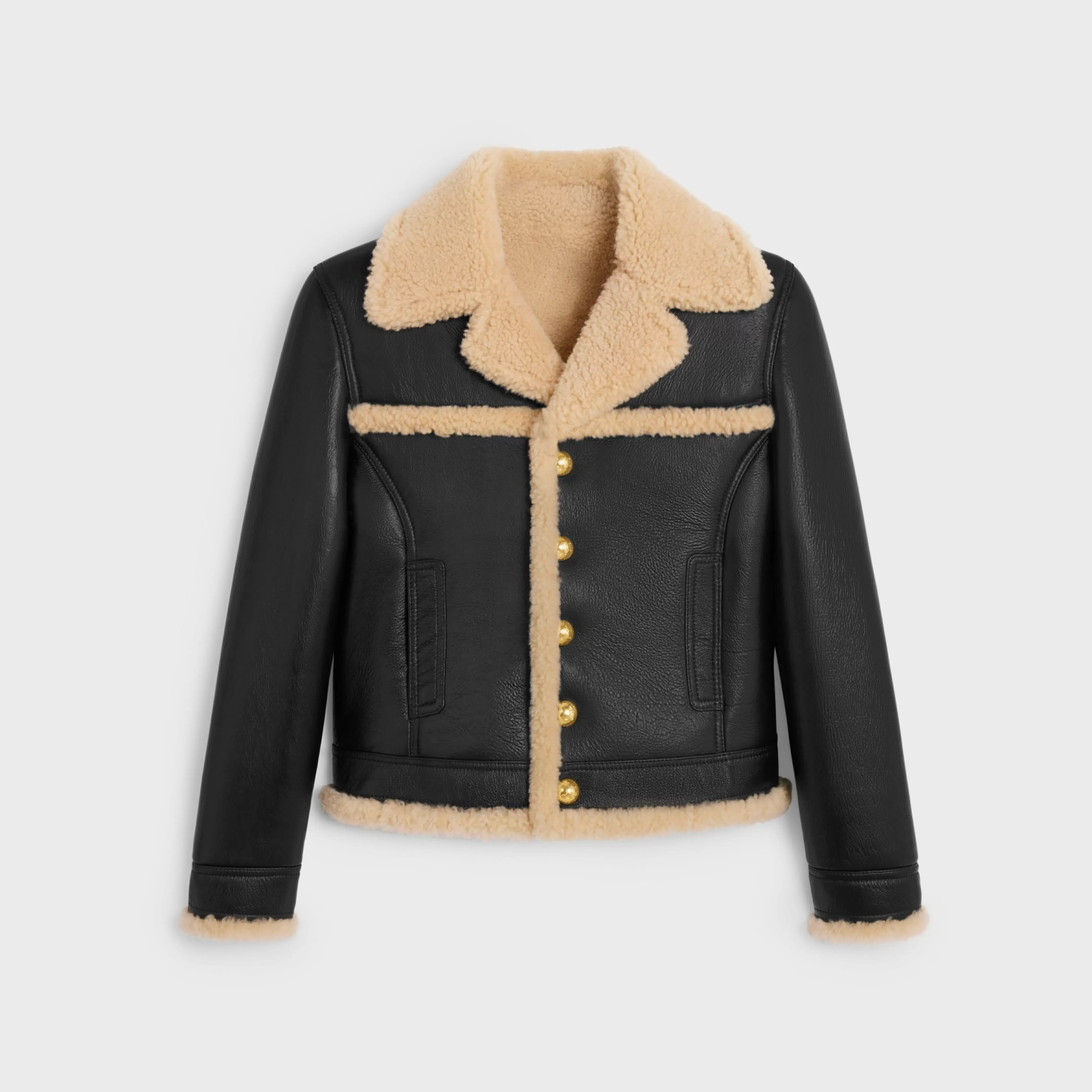 straight-cut blouson jacket in curly lambskin^CELINE Hot