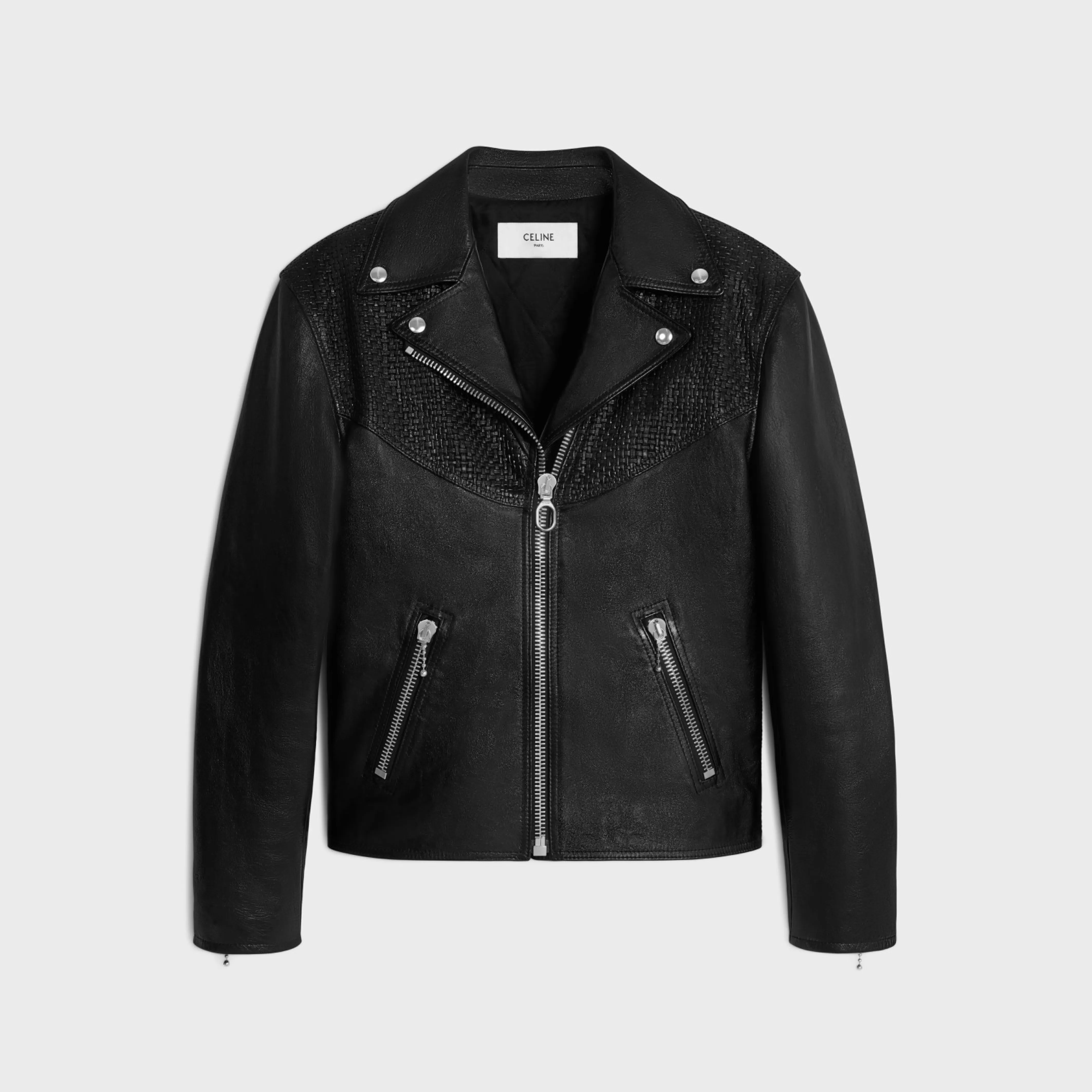 straight-cut blouson jacket in waxed lambskin^CELINE Cheap