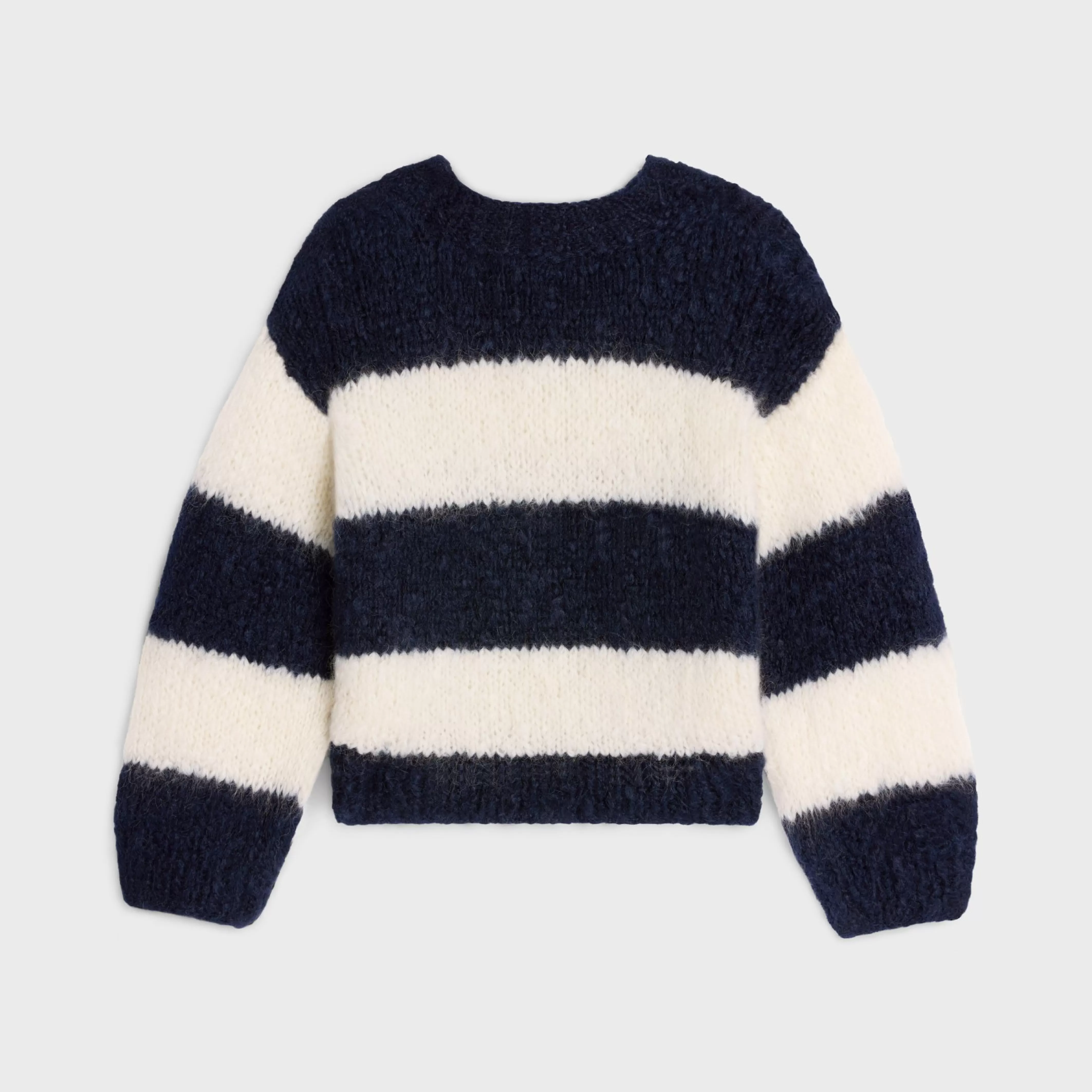 striped crew neck sweater in chunky mohair and wool^CELINE Shop