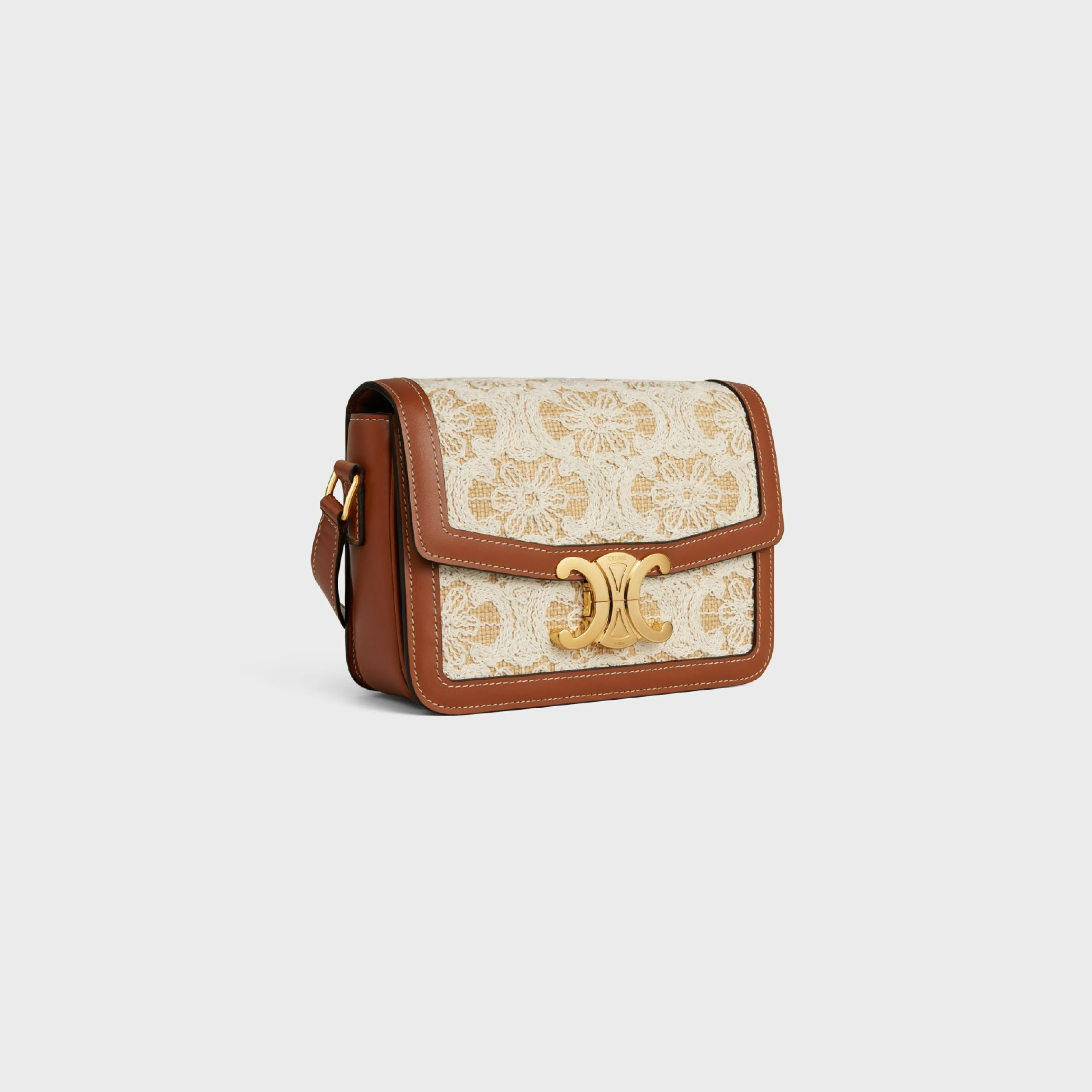 TEEN TRIOMPHE BAG in RAFFIA EFFECT TEXTILE WITH TRIOMPHE EMBROIDERIES^CELINE Best