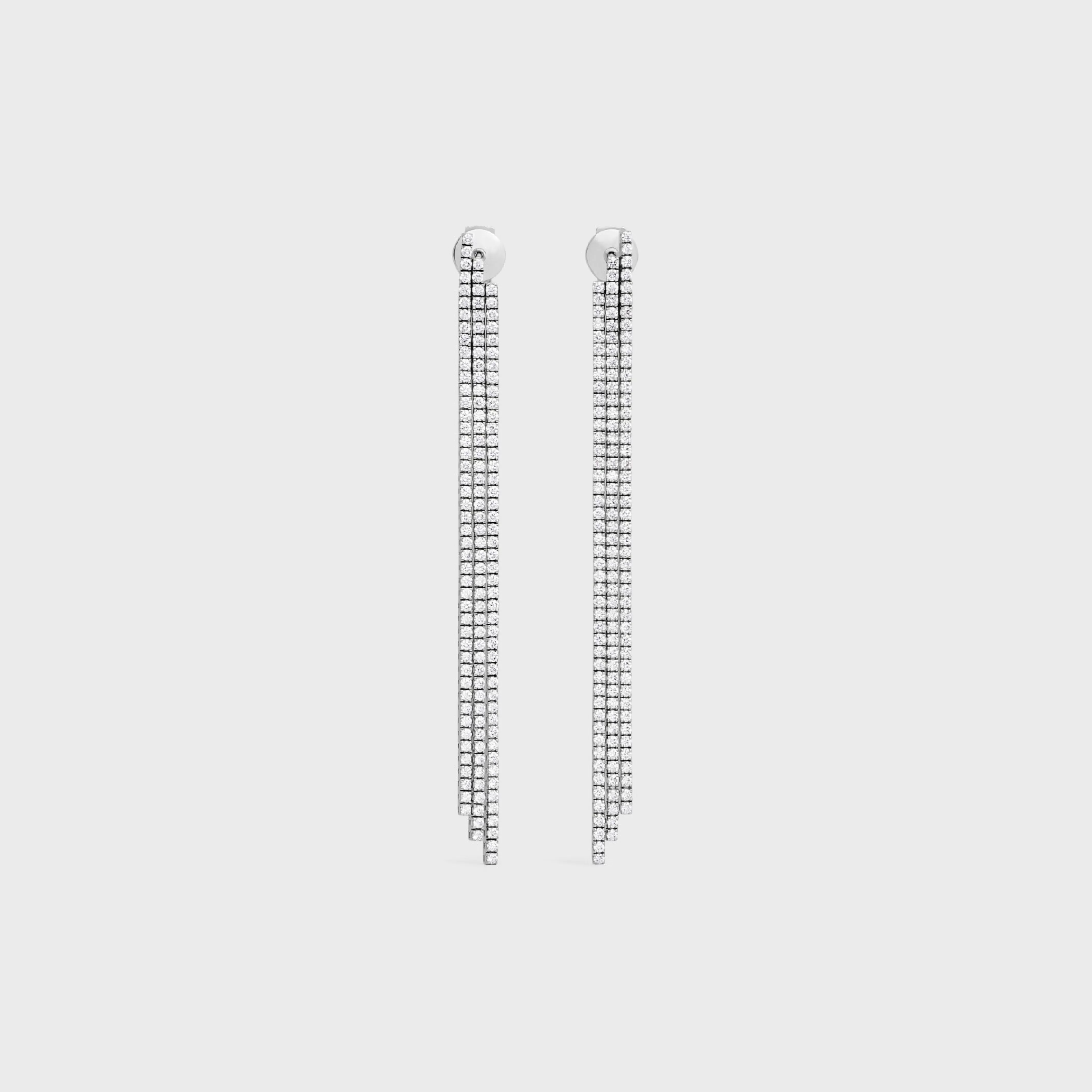 Tennis Cocktail Earrings in White Gold and Diamonds^CELINE Store