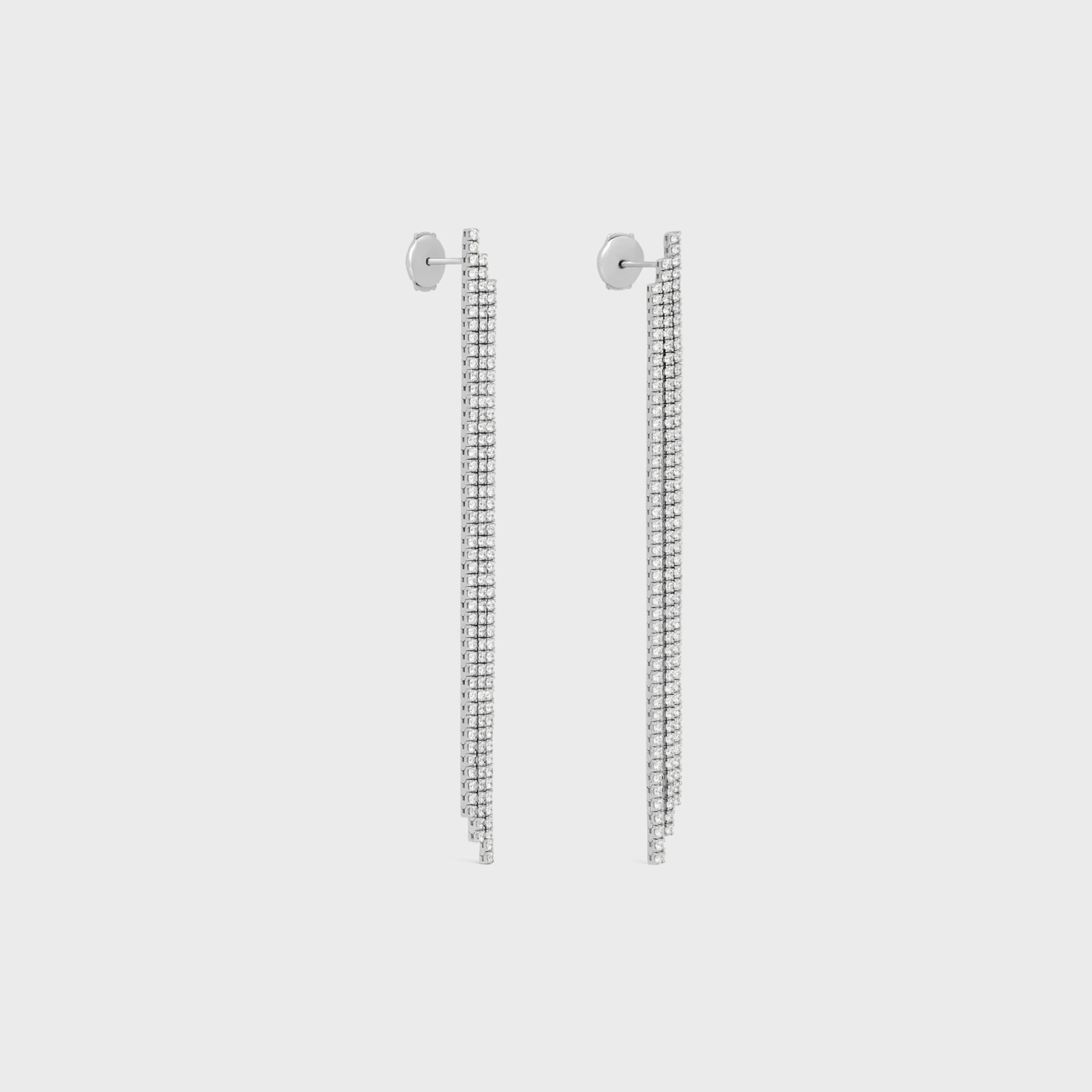 Tennis Cocktail Earrings in White Gold and Diamonds^CELINE Store