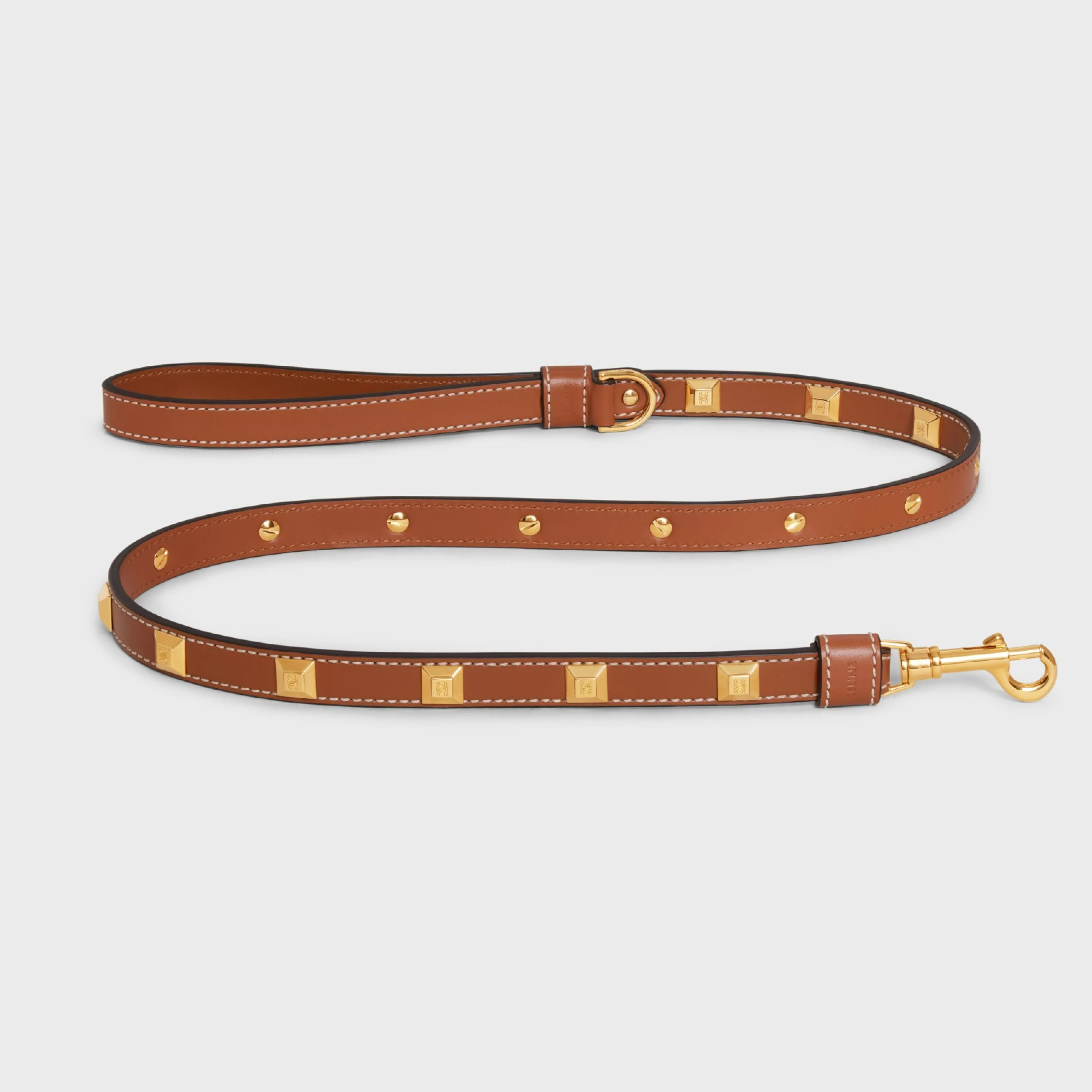 THIN DOG LEASH IN SMOOTH CALFSKIN WITH PYRAMID STUDS^CELINE Best Sale