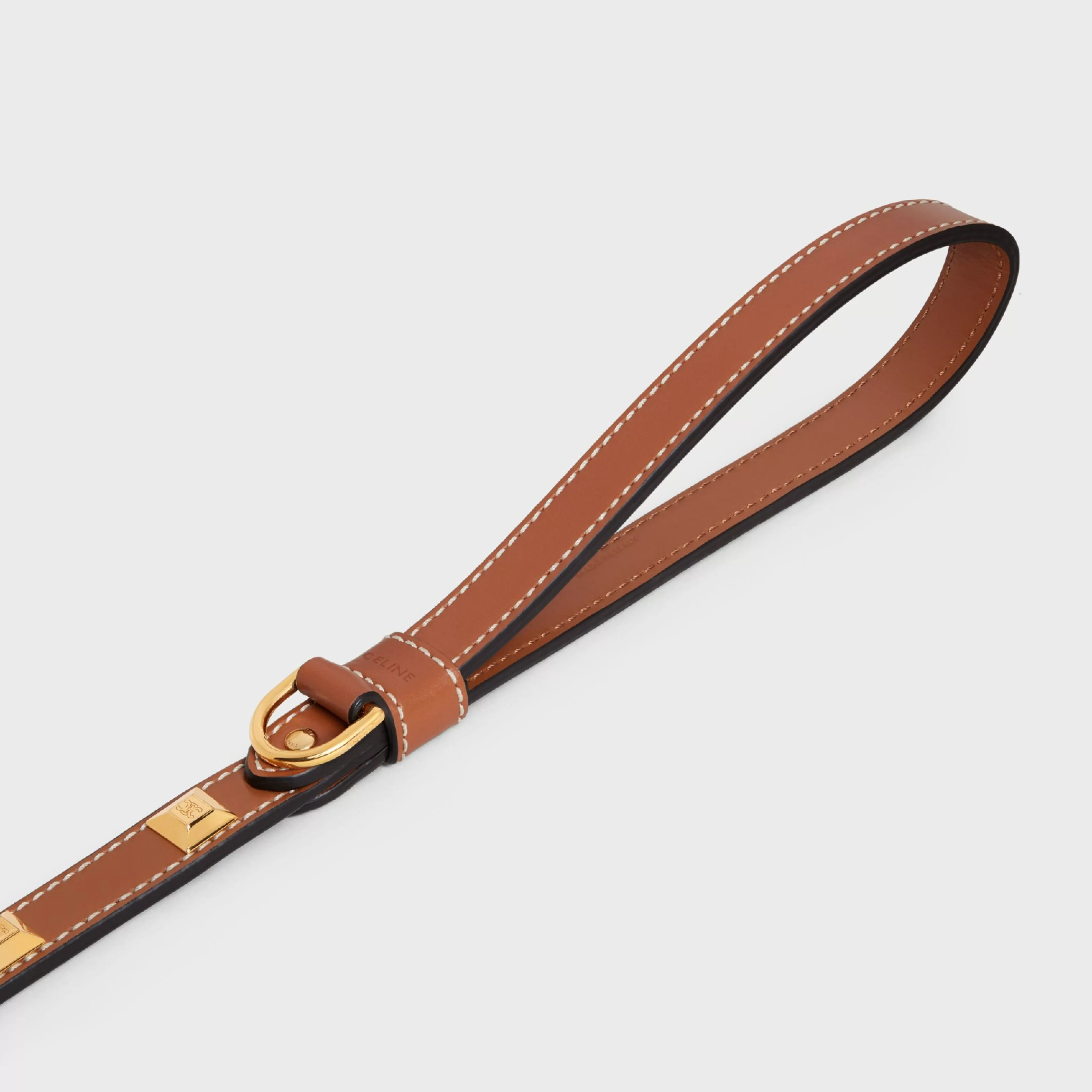 THIN DOG LEASH IN SMOOTH CALFSKIN WITH PYRAMID STUDS^CELINE Best Sale