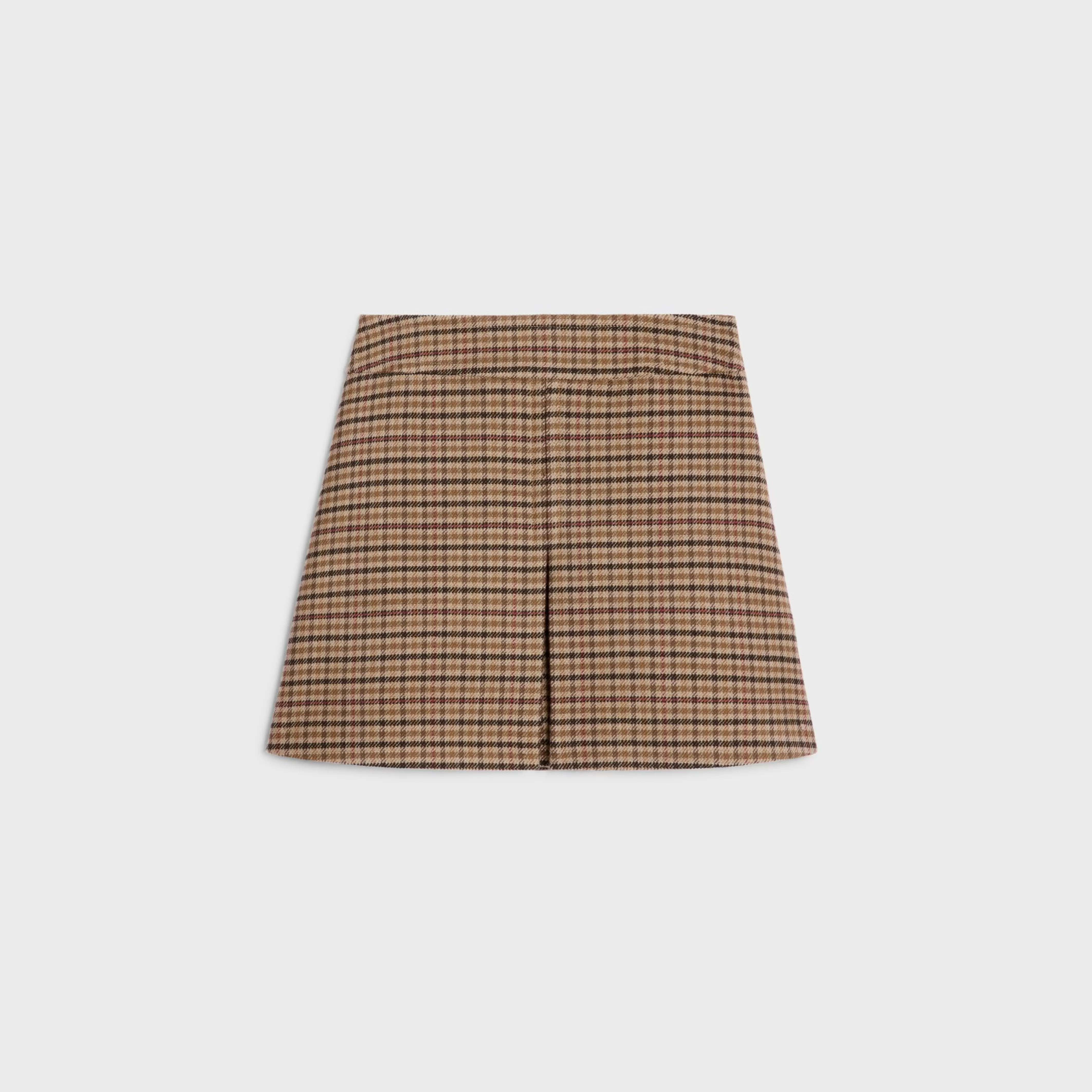 trapeze mini skirt in double face check wool^CELINE Best