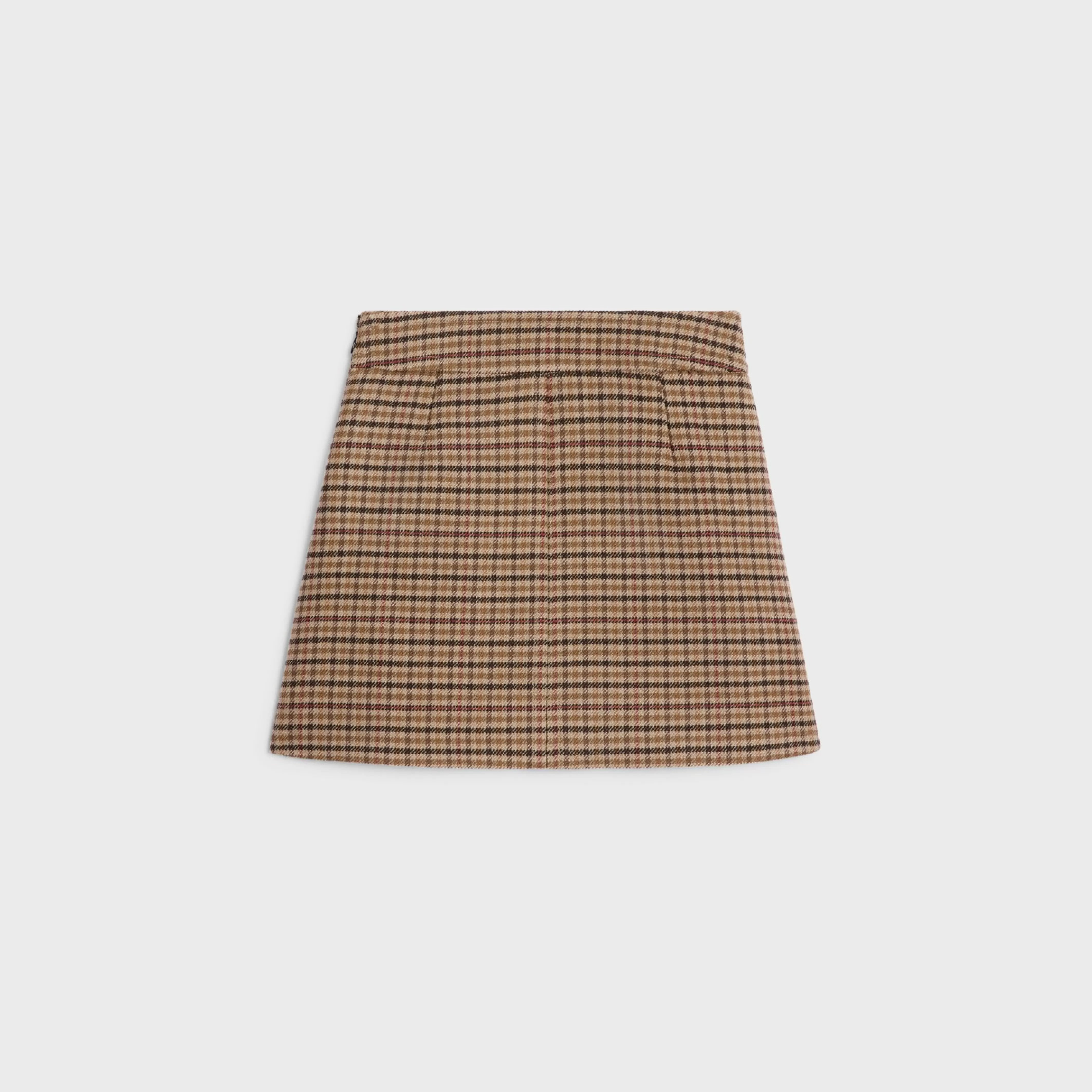 trapeze mini skirt in double face check wool^CELINE Best