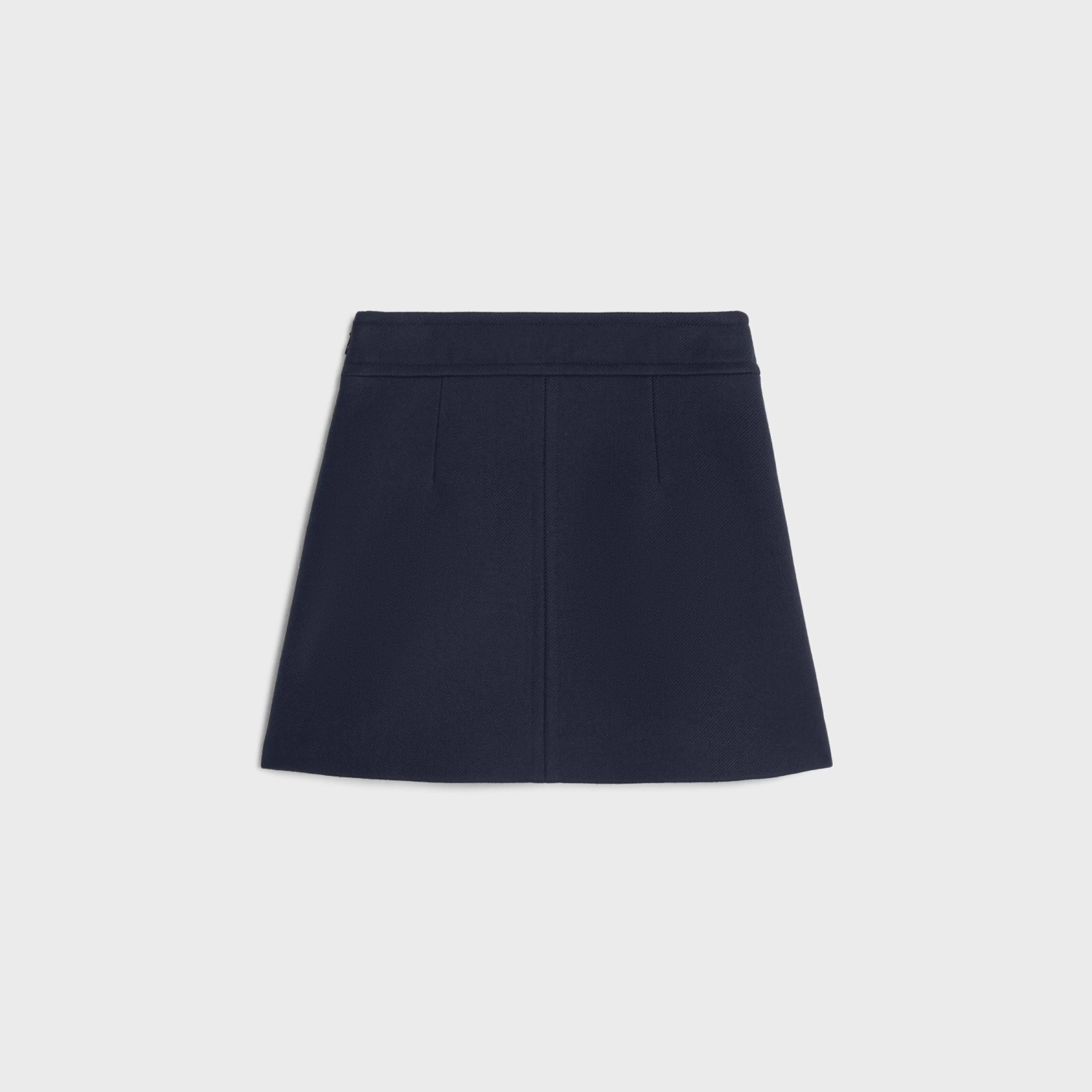 trapeze mini skirt in double faced wool tricotine^CELINE Store