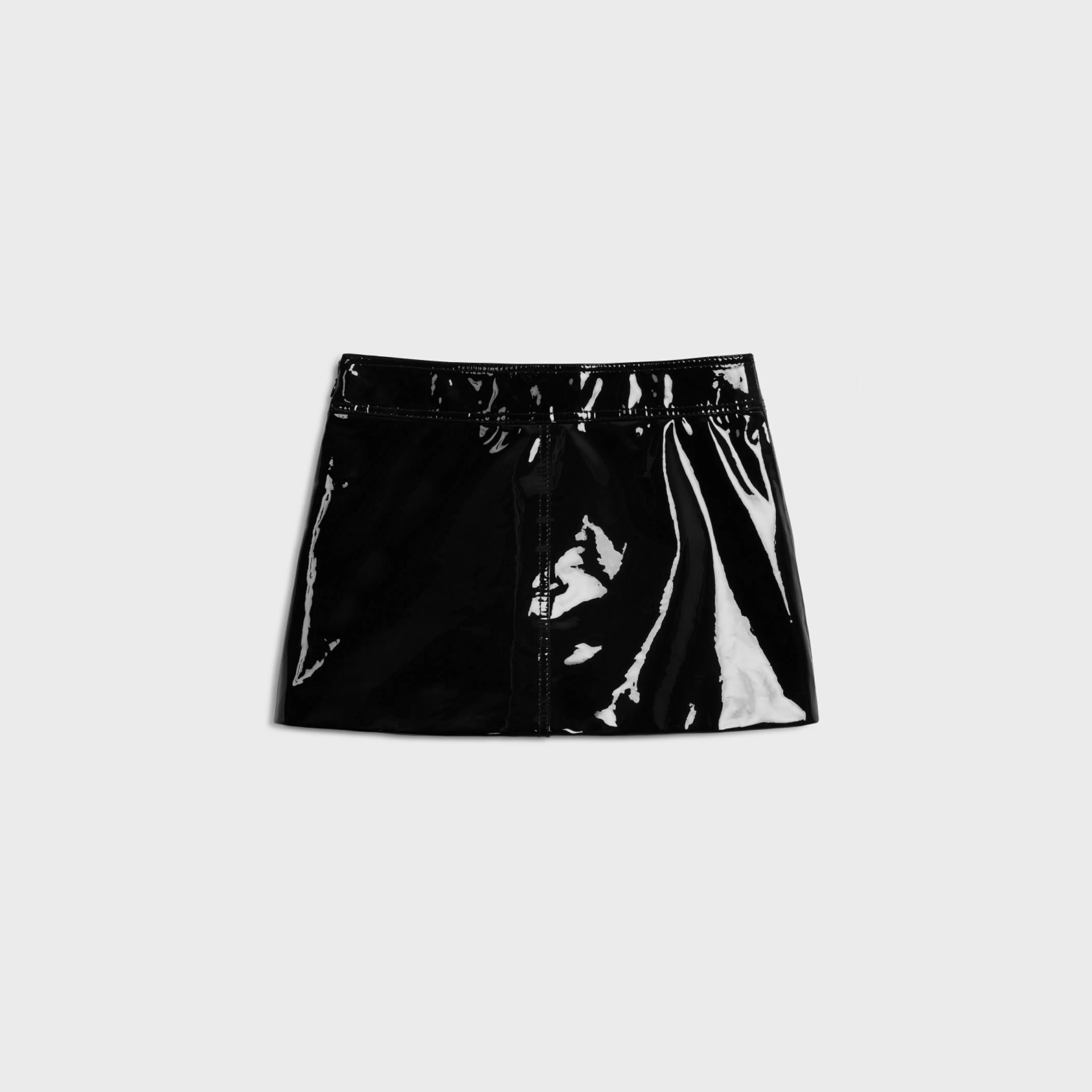 trapeze mini skirt in patent lambskin leather^CELINE Clearance