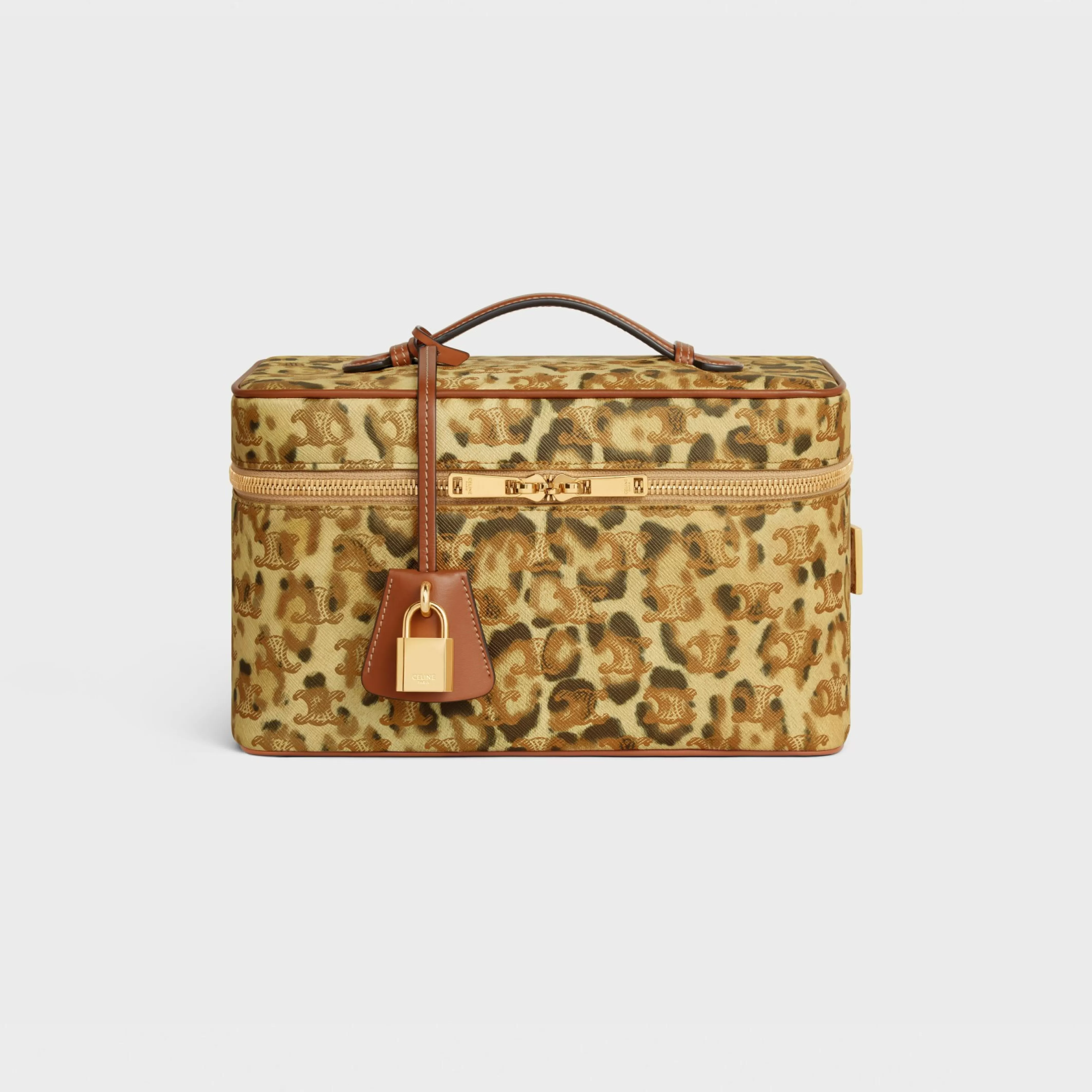 Travel vanity case in Triomphe canvas with print and calfskin^CELINE Shop