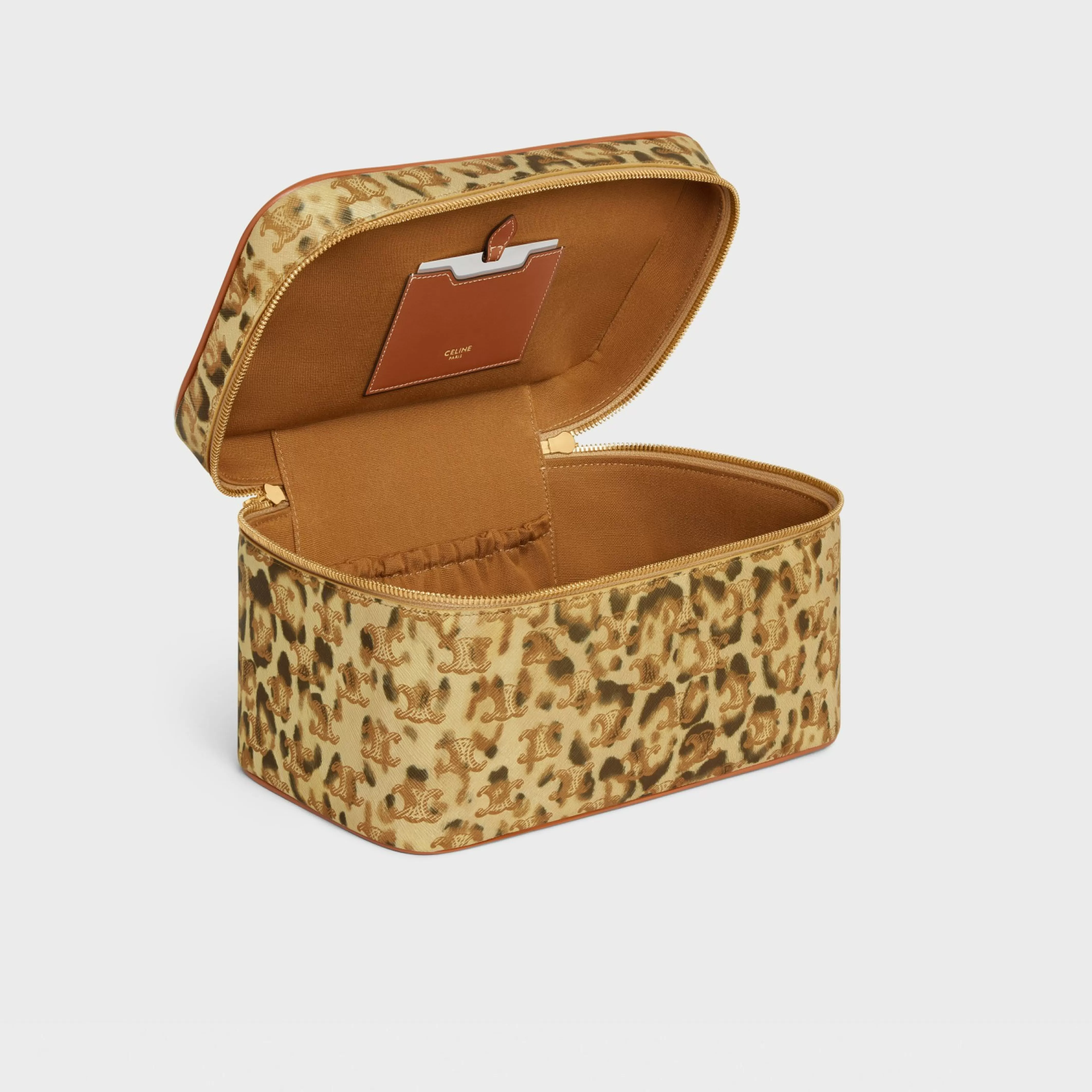Travel vanity case in Triomphe canvas with print and calfskin^CELINE Shop
