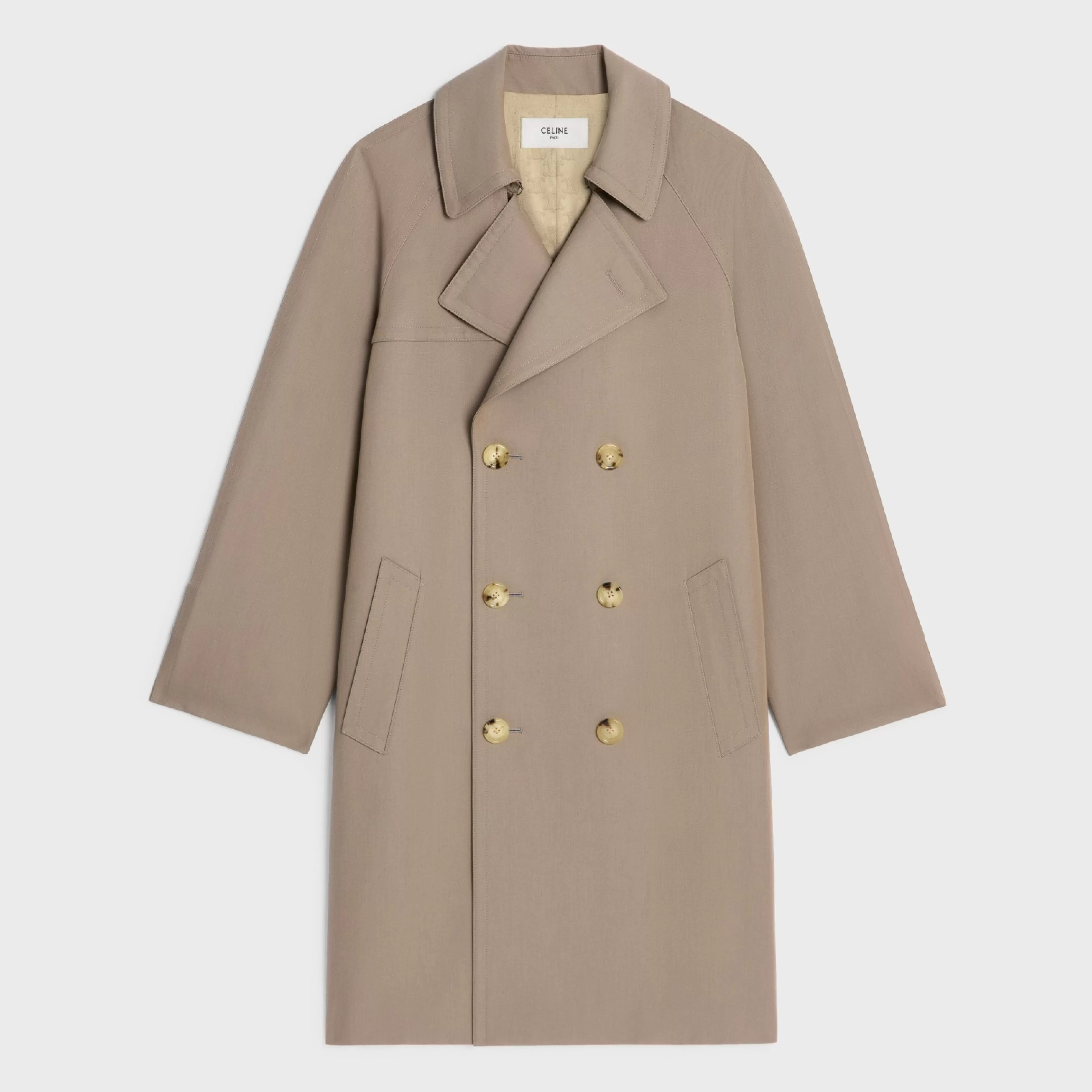 trench coat in wool gabardine and cotton^CELINE Flash Sale