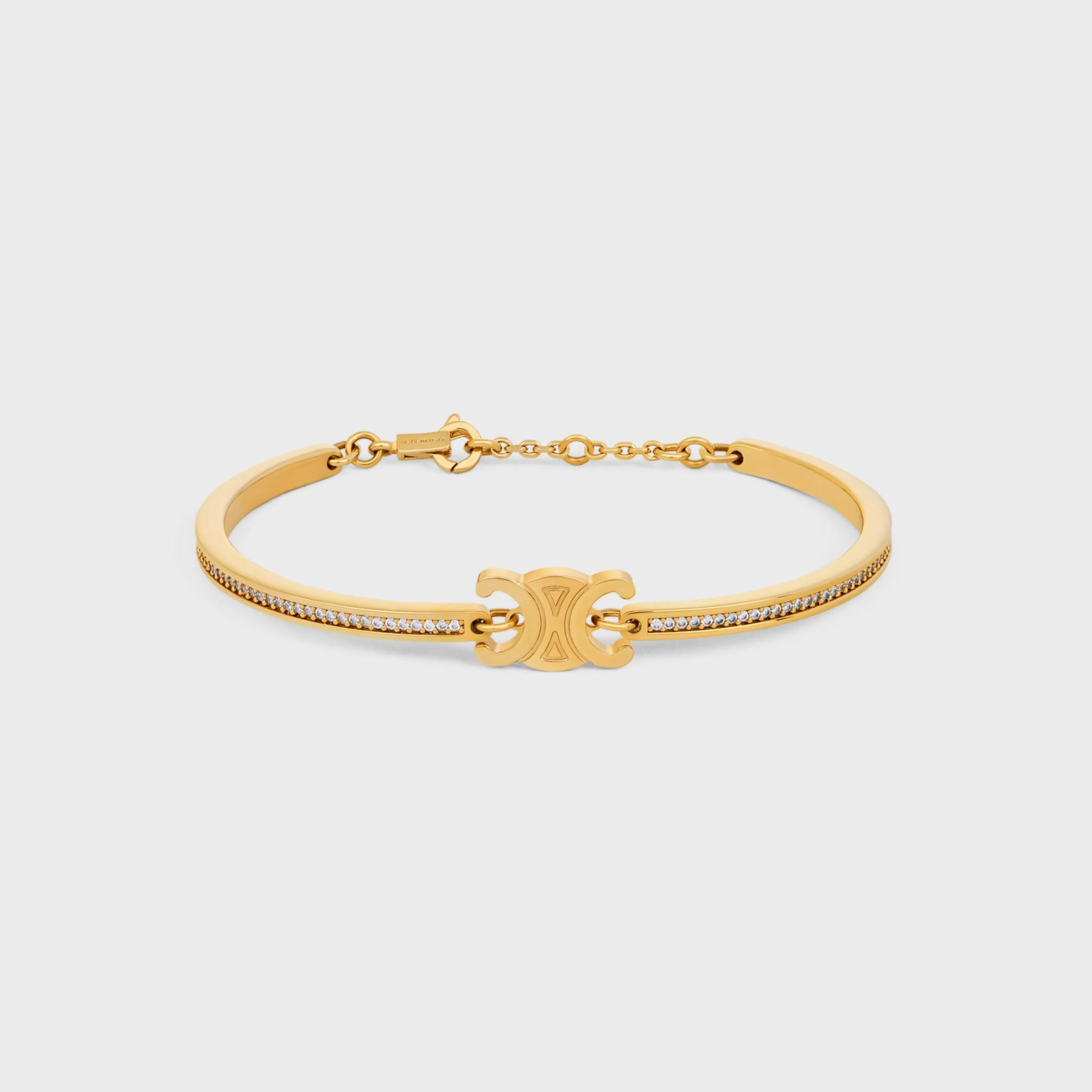 Triomphe Articulated Sparkle Bracelet in Strass and Brass with Gold Finish^CELINE Clearance