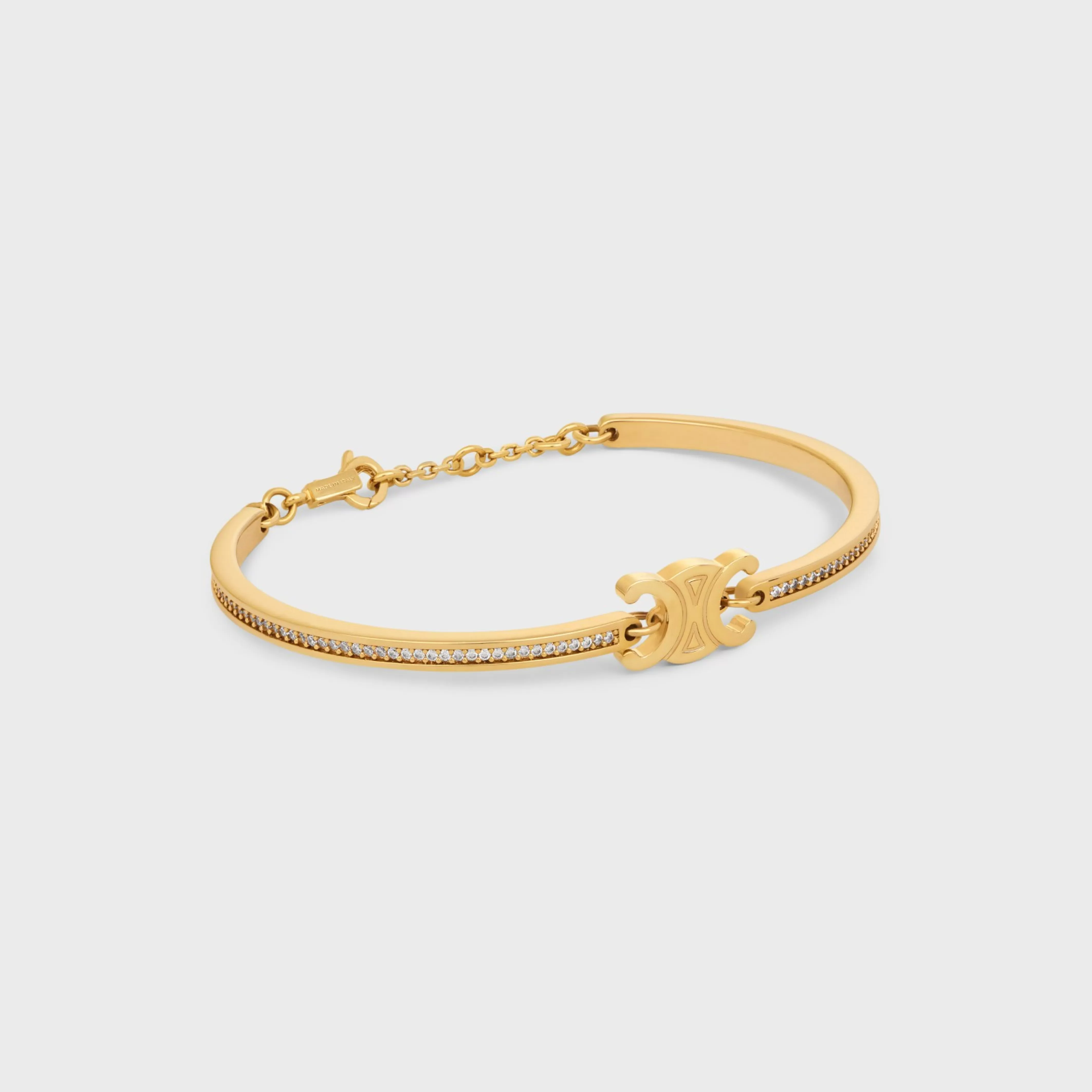 Triomphe Articulated Sparkle Bracelet in Strass and Brass with Gold Finish^CELINE Clearance